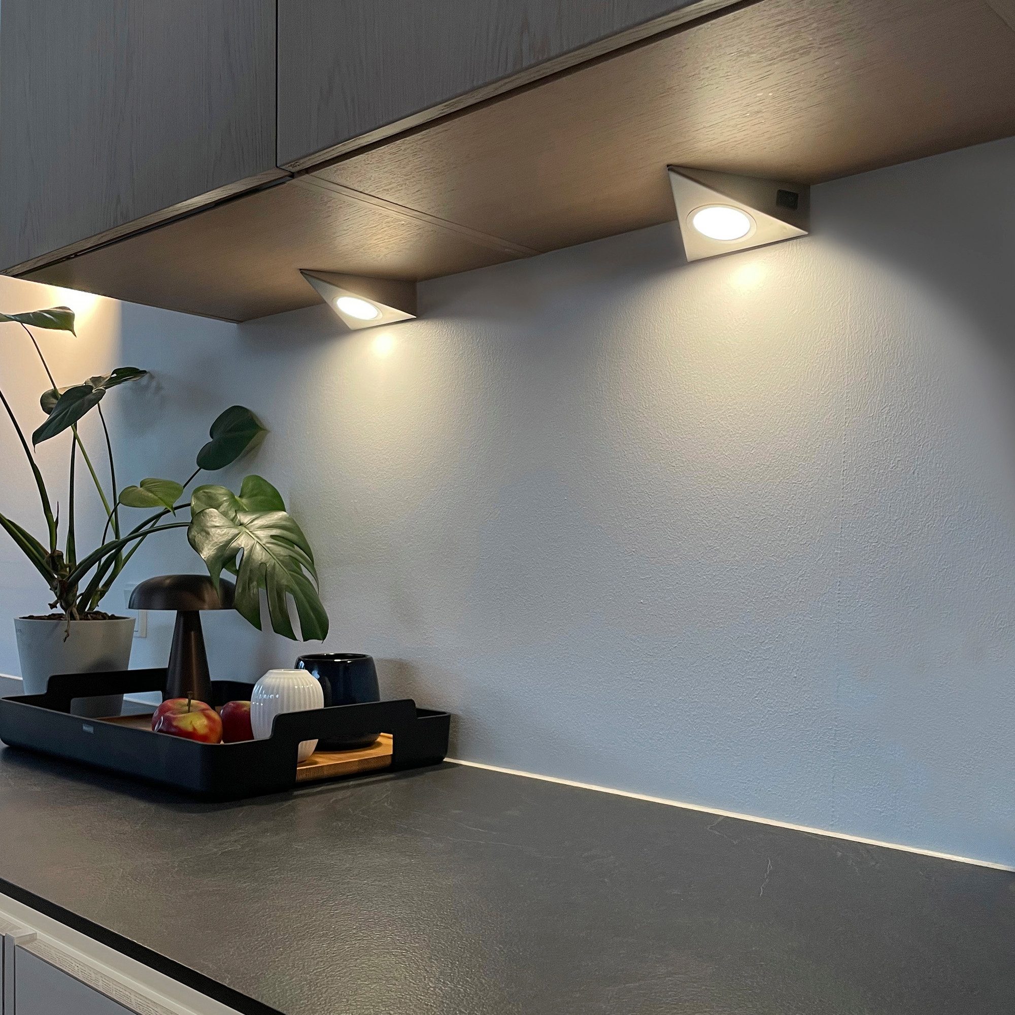 Loevschall Led-onderbouwverlichting Emerald 3-kit, LED onderbouwlamp, plafondlamp voor de keuken Inbouwverlichting Wit 2W, Driehoekig LED Lamp, Moderne Keukenverlichting (3 stuks)
