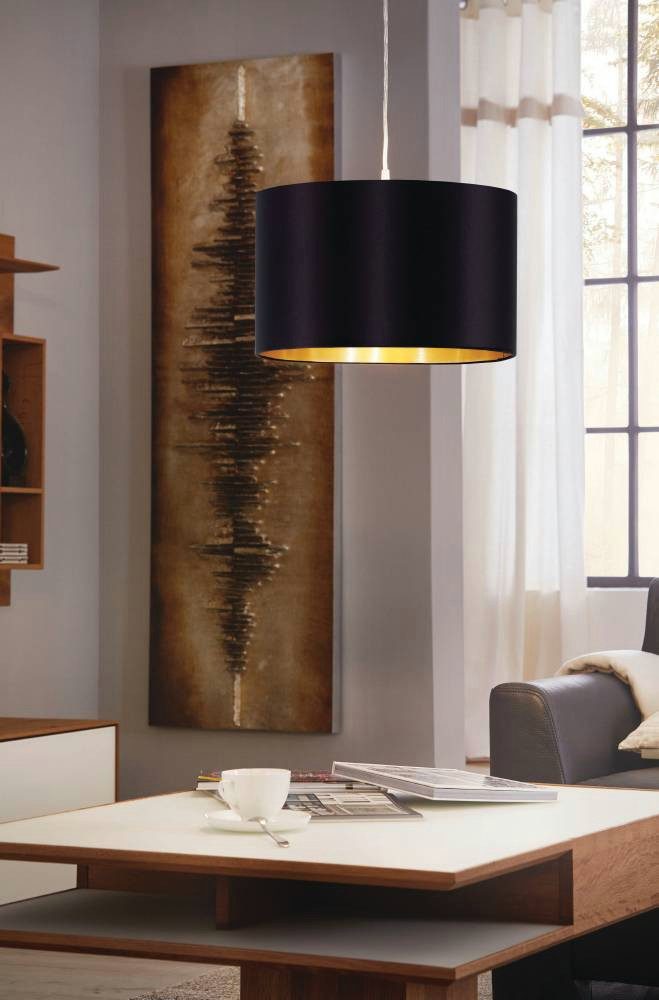 EGLO Hanglamp MASERLO hanglamp, zwart, goud, zilver, stof, elegant, modern