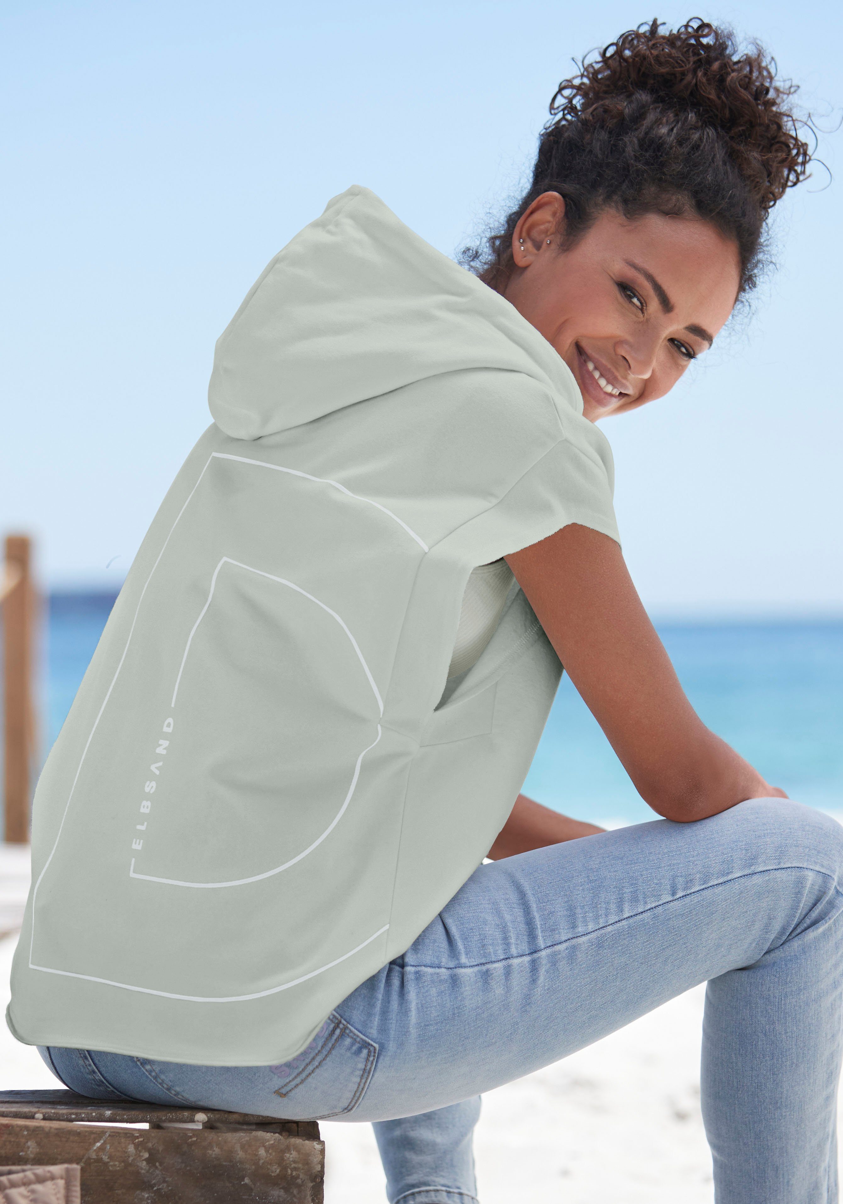 Elbsand Hoodie Catia kortarm hoodie met logo-opdruk achter