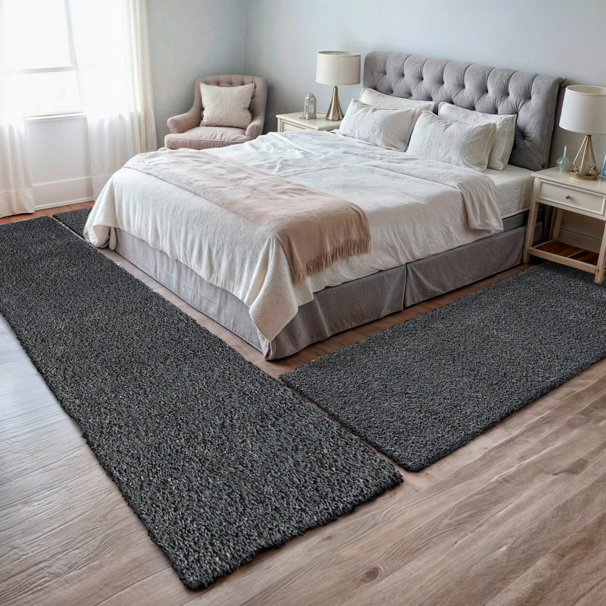my home Set slaapkamerkleedjes met hoge pool Banji Uni-kleuren, zacht en fluffy, ook als loper en in rond verkrijgbaar bedvloerkleden maat 1 stuk x