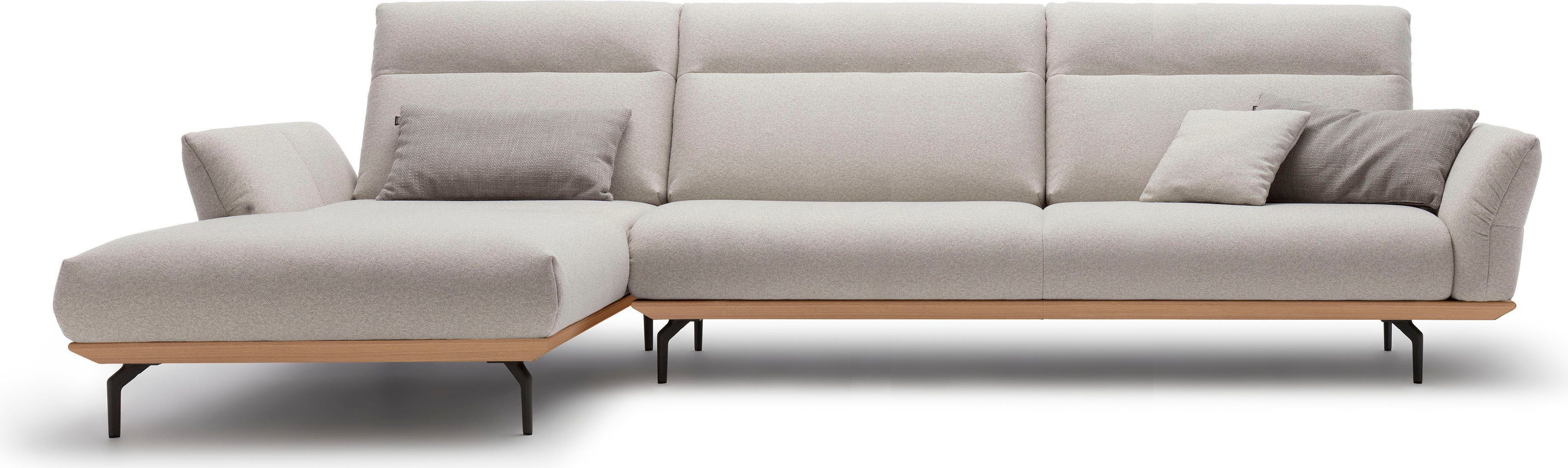 huelsta sofa hoekbank hs.460 sokkel in eiken, onderstel in umbra grijs, breedte 338 cm grijs