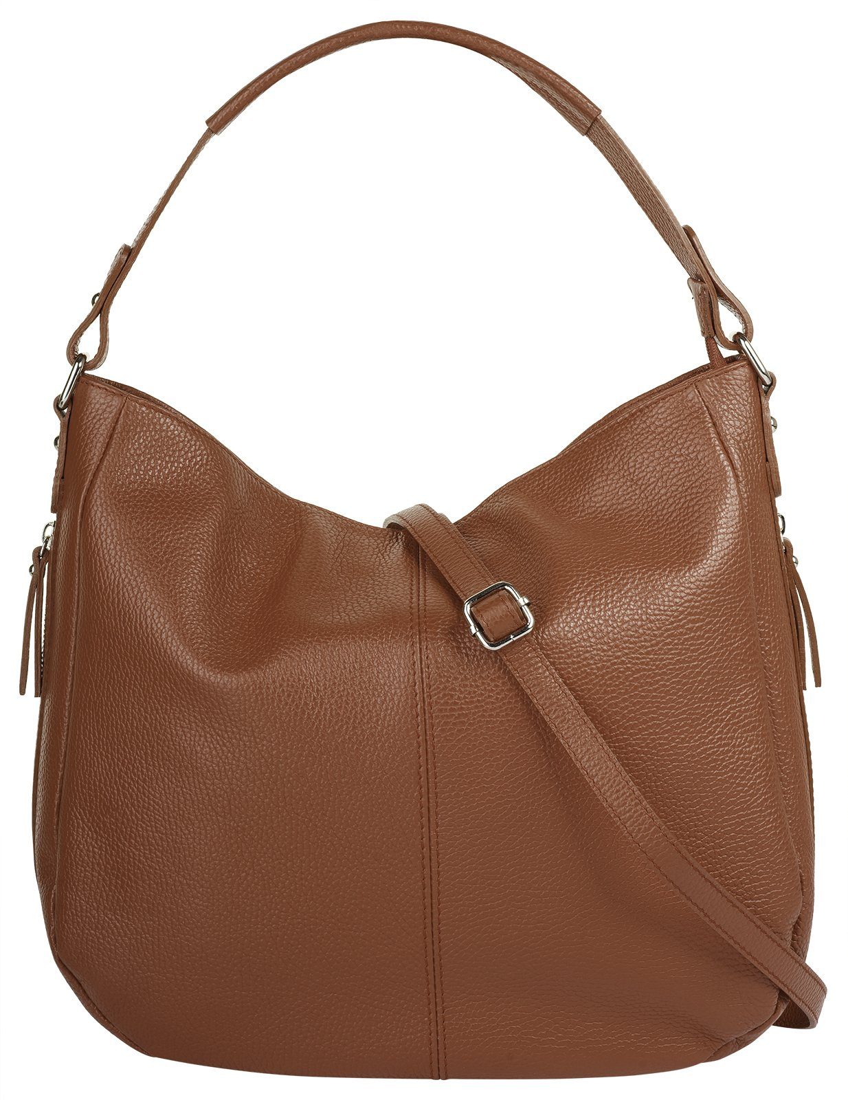 Cluty Shopper echt leer, made in italy dames shoppers bruin