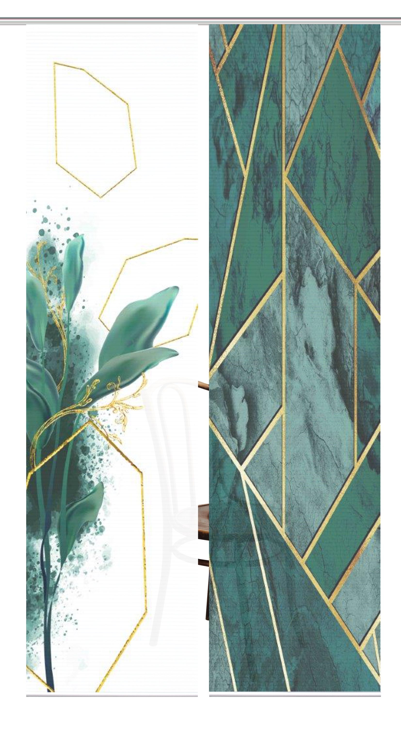 HOME in green Paneelgordijn Signum SET DIGITALE PRINT, BAMBOELOOK GERECYCLED (2 stuks)