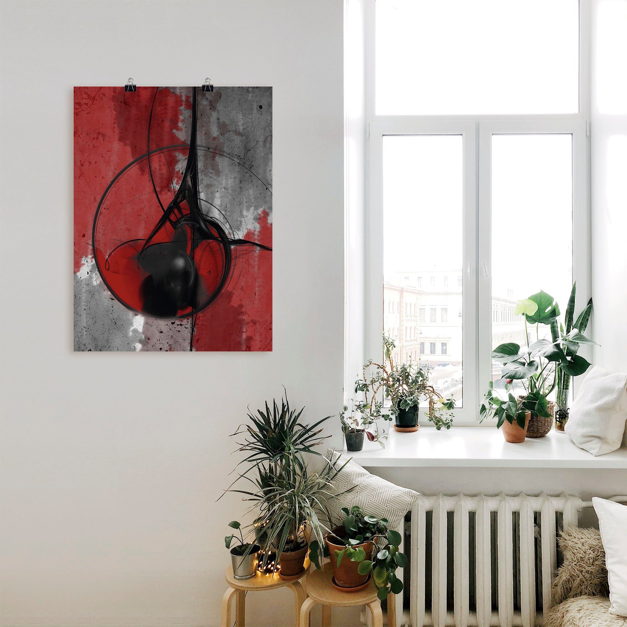Artland Artprint Abstract in rood en zwart als artprint van aluminium, artprint voor buiten, artprint op linnen, poster in verschillende maten. maten