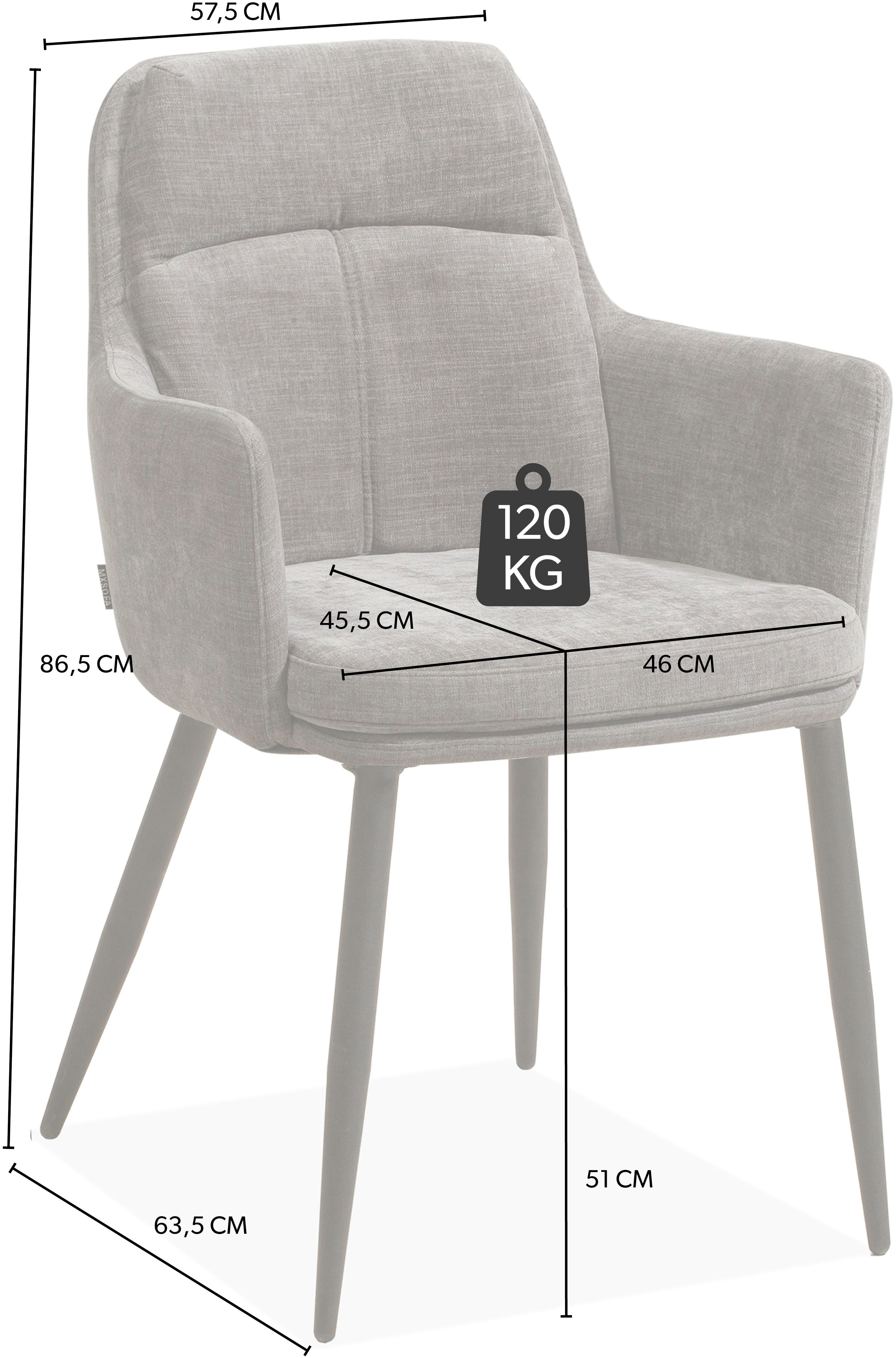 OMG Design Stoel met armleuningen DONNA Zitkuip, comfortabel gepolsterd, eetkamerstoel (set)