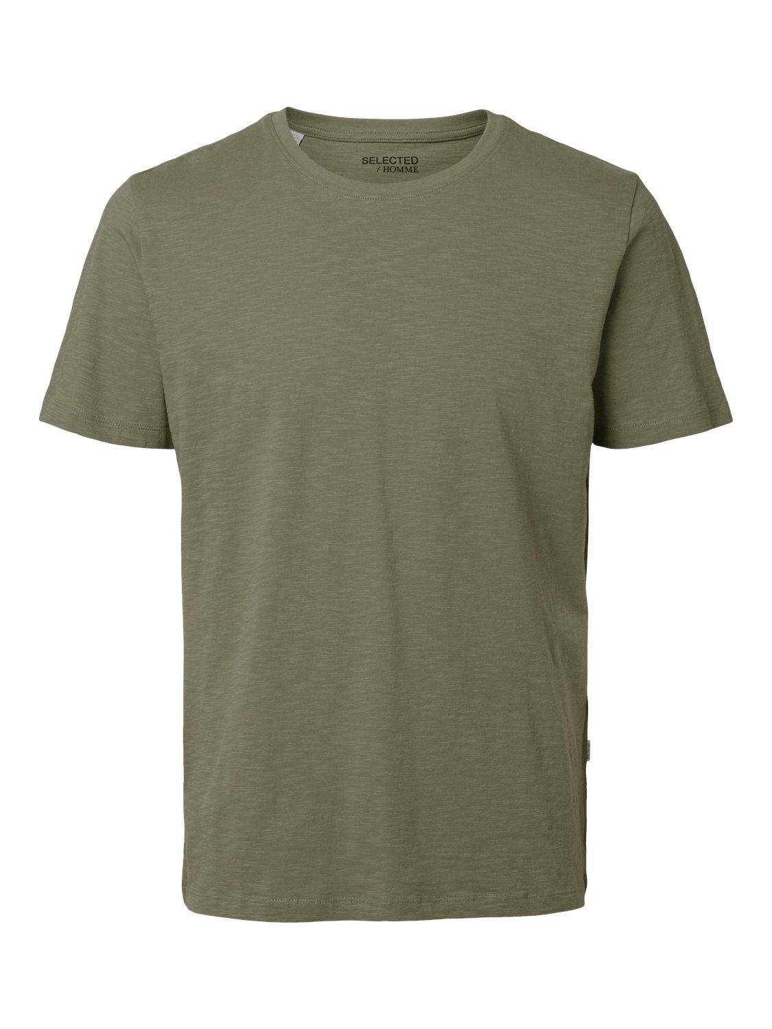 SELECTED HOMME Shirt met korte mouwen SLHASPEN SLUB SS O-NECK