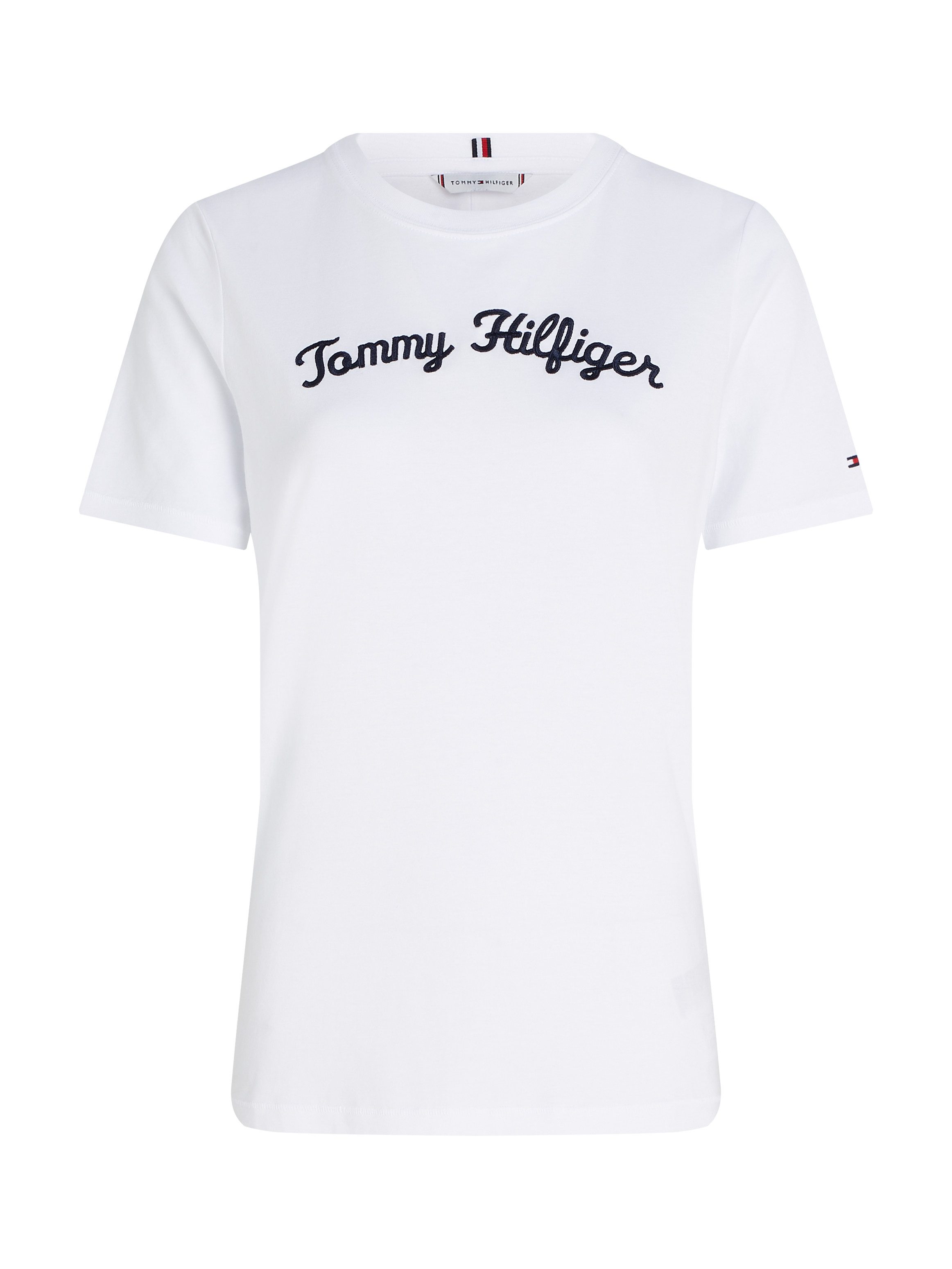 Tommy Hilfiger Shirt met korte mouwen REG SCRIPT C-NK SS met script-logo-opschrift