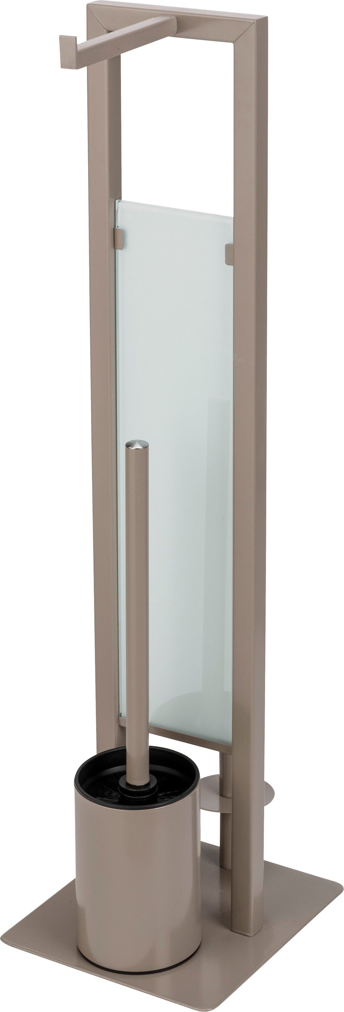 WENKO Toiletset Rivalta taupe, plaat van veiligheidsglas