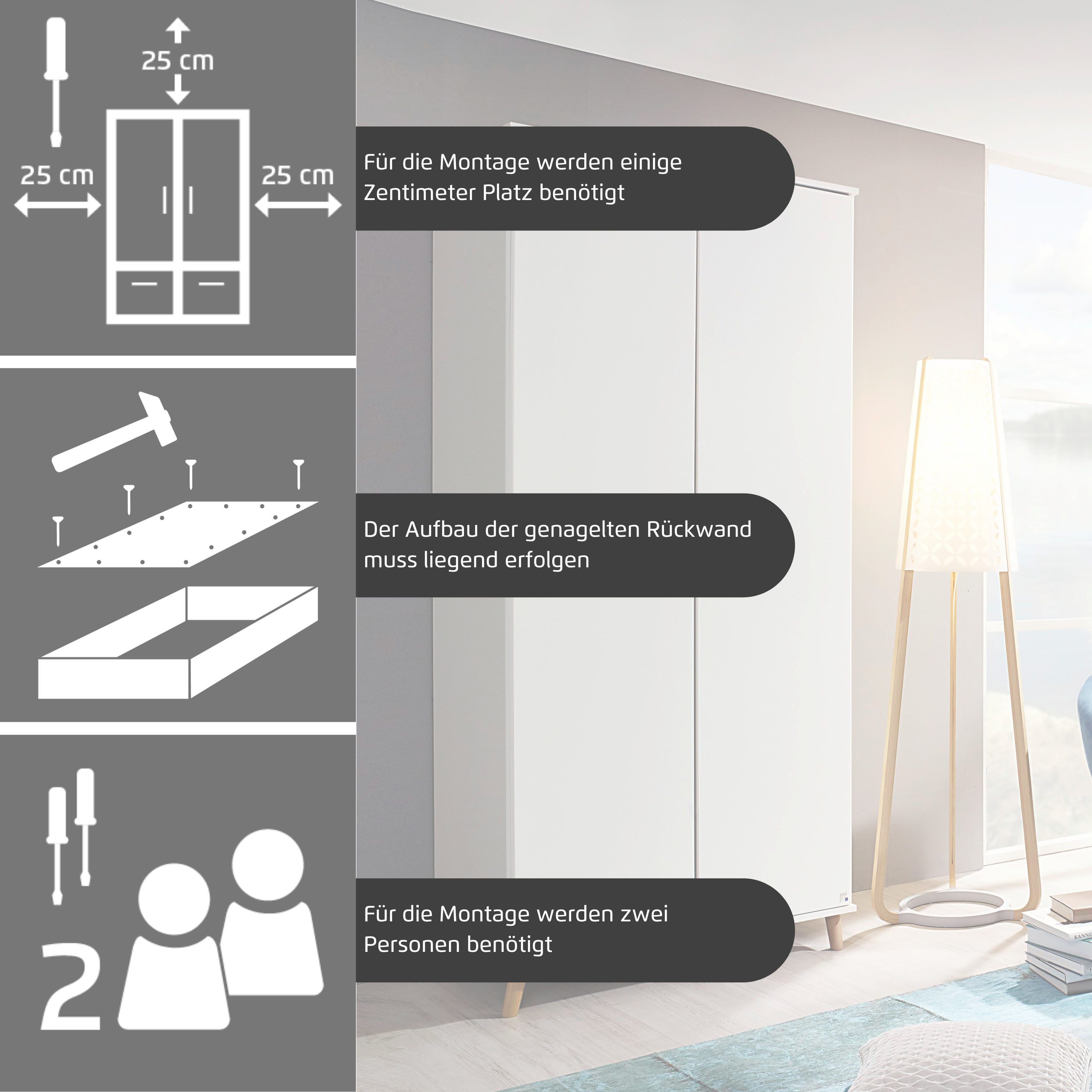 rauch Kledingkast Ottos Choice Skandi Kinderkamer Bestseller Slaapkamerkast FALUN in moderne scandi-look, poten/handgrepen eiken massief made in germany