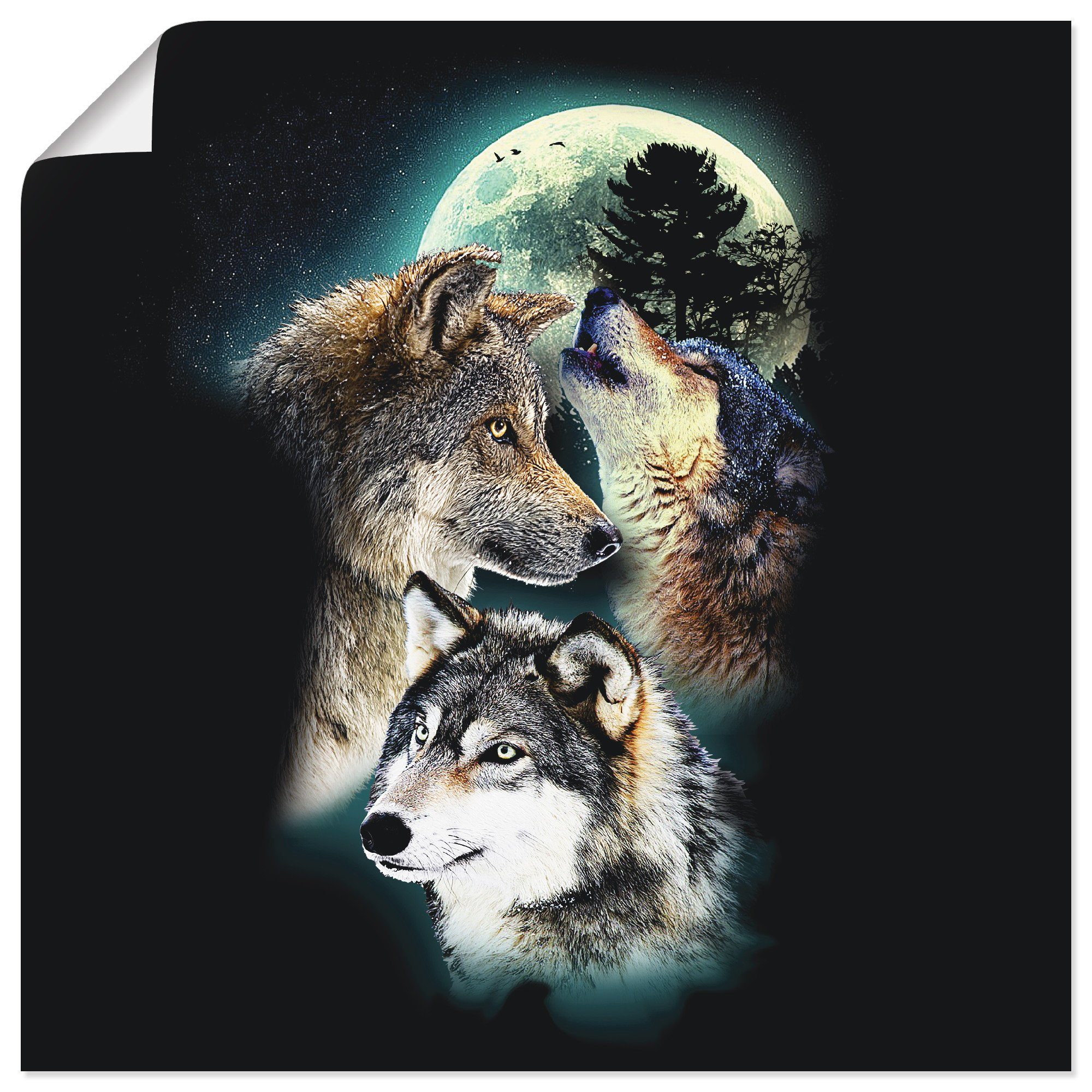 Artland artprint Phantasie Wolf Wölfe mit Mond