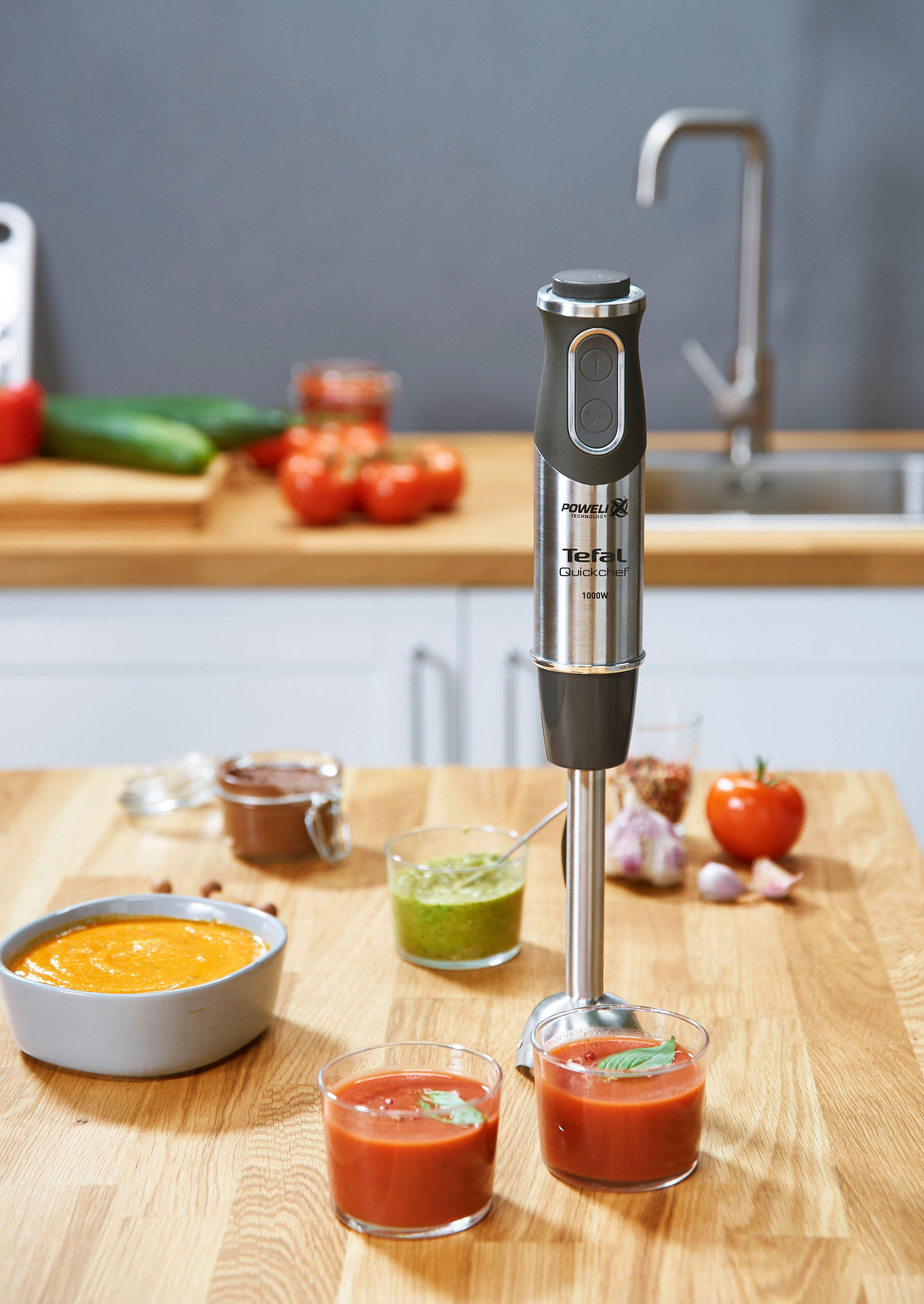 Tefal Staafmixer HB6588 Quickchef Snelheidsregeling, 4 messen met Powelix-technologie