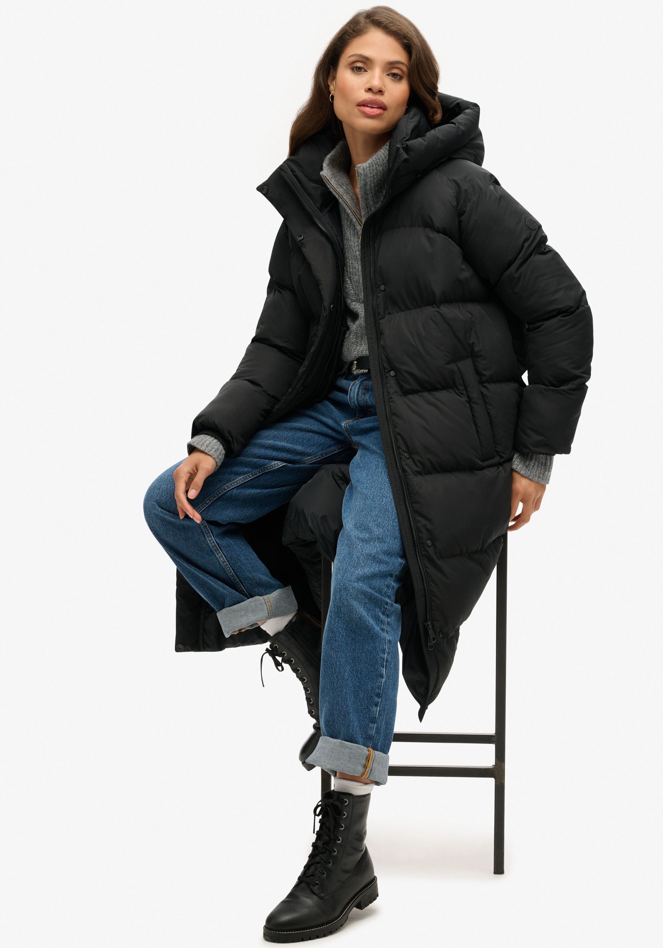 Superdry Gewatteerde jas Longline Hooded Puffer Jacket