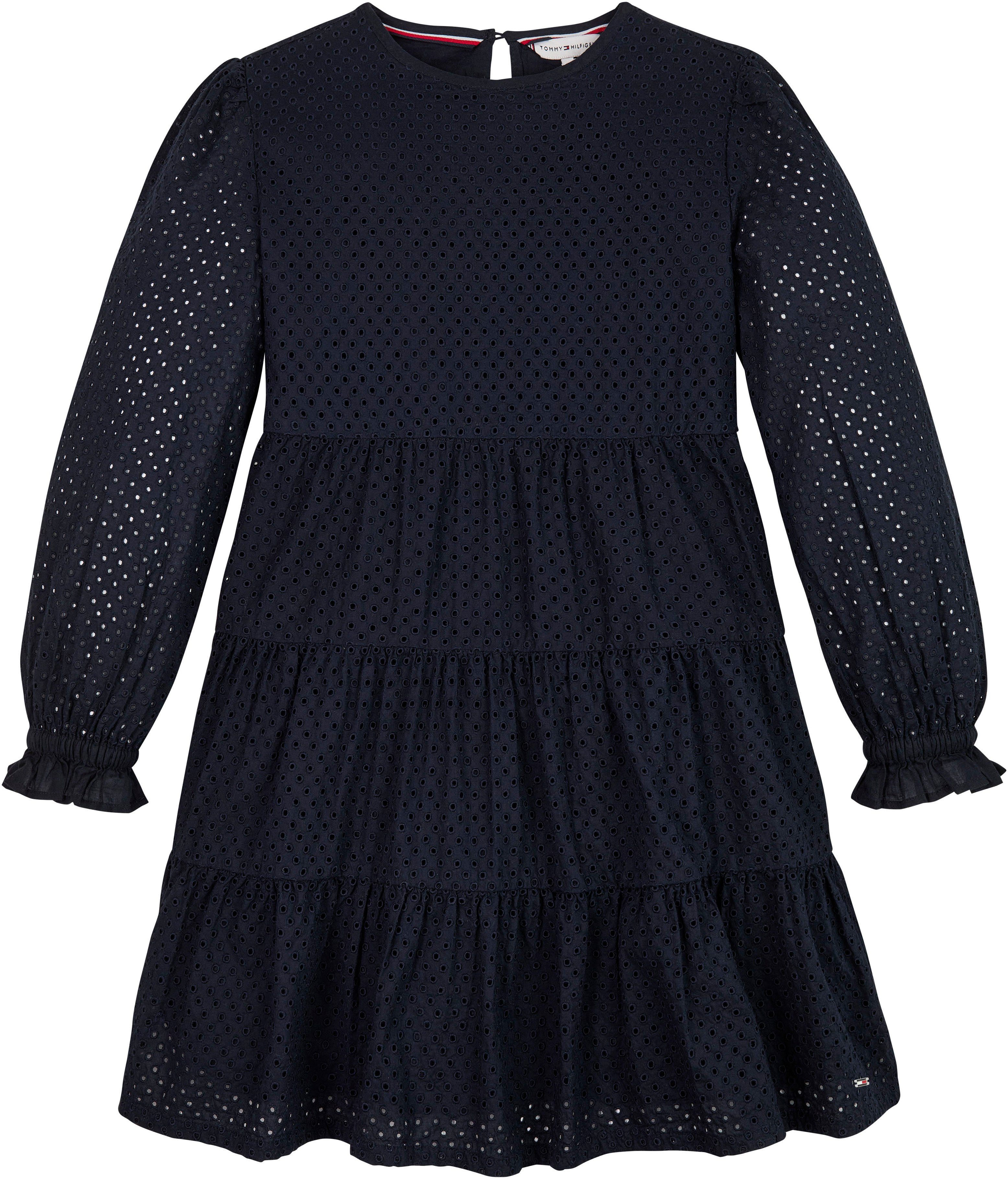 Tommy Hilfiger Volantjurk BRODERIE ANGLAISE DRESS all-over in perforatiestiksel, met volant