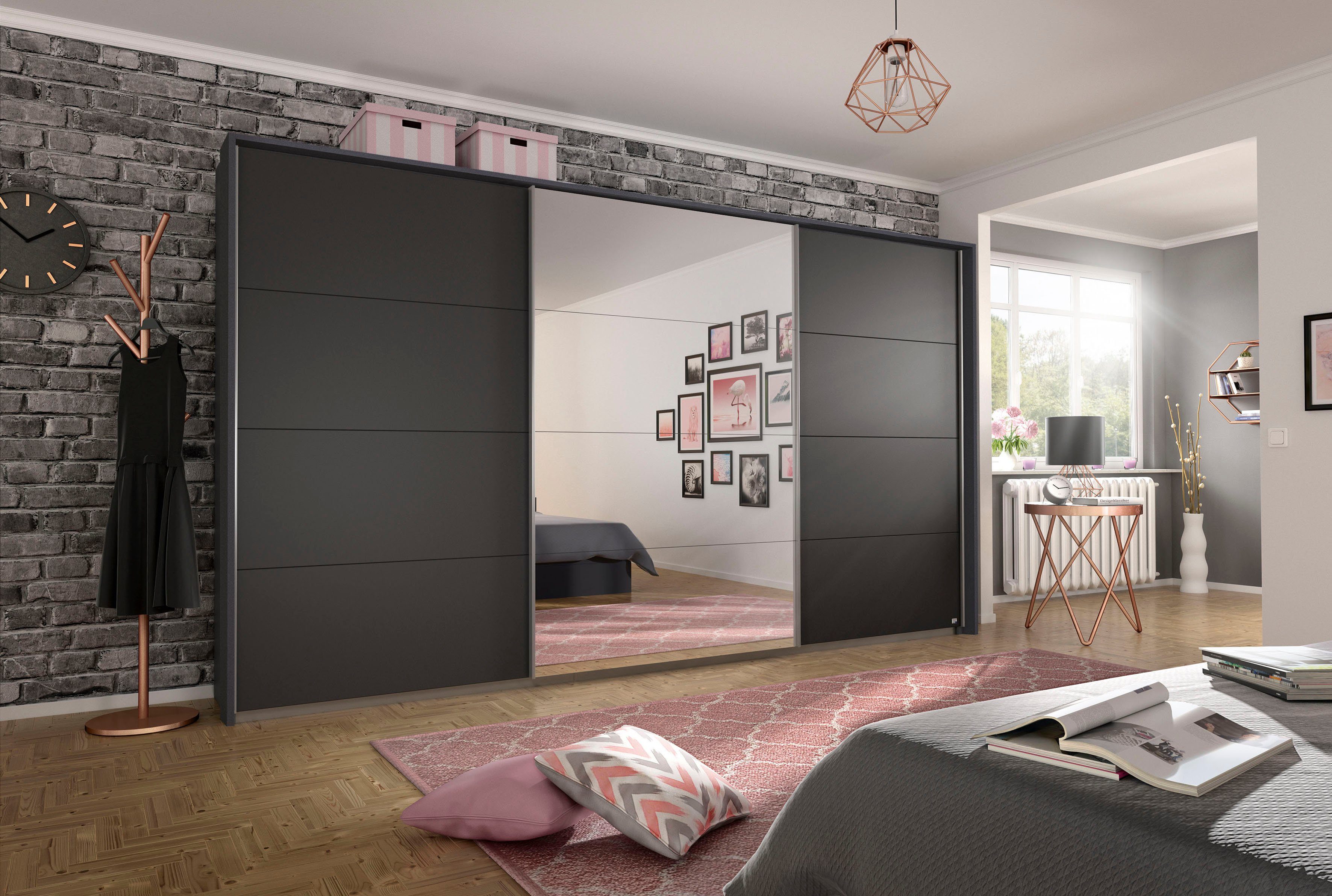 rauch Schuifdeurkast Kledingkast kast garderobe CORTONA met passe-partout en optionele verlichting inclusief indeling 2 boxen en planken