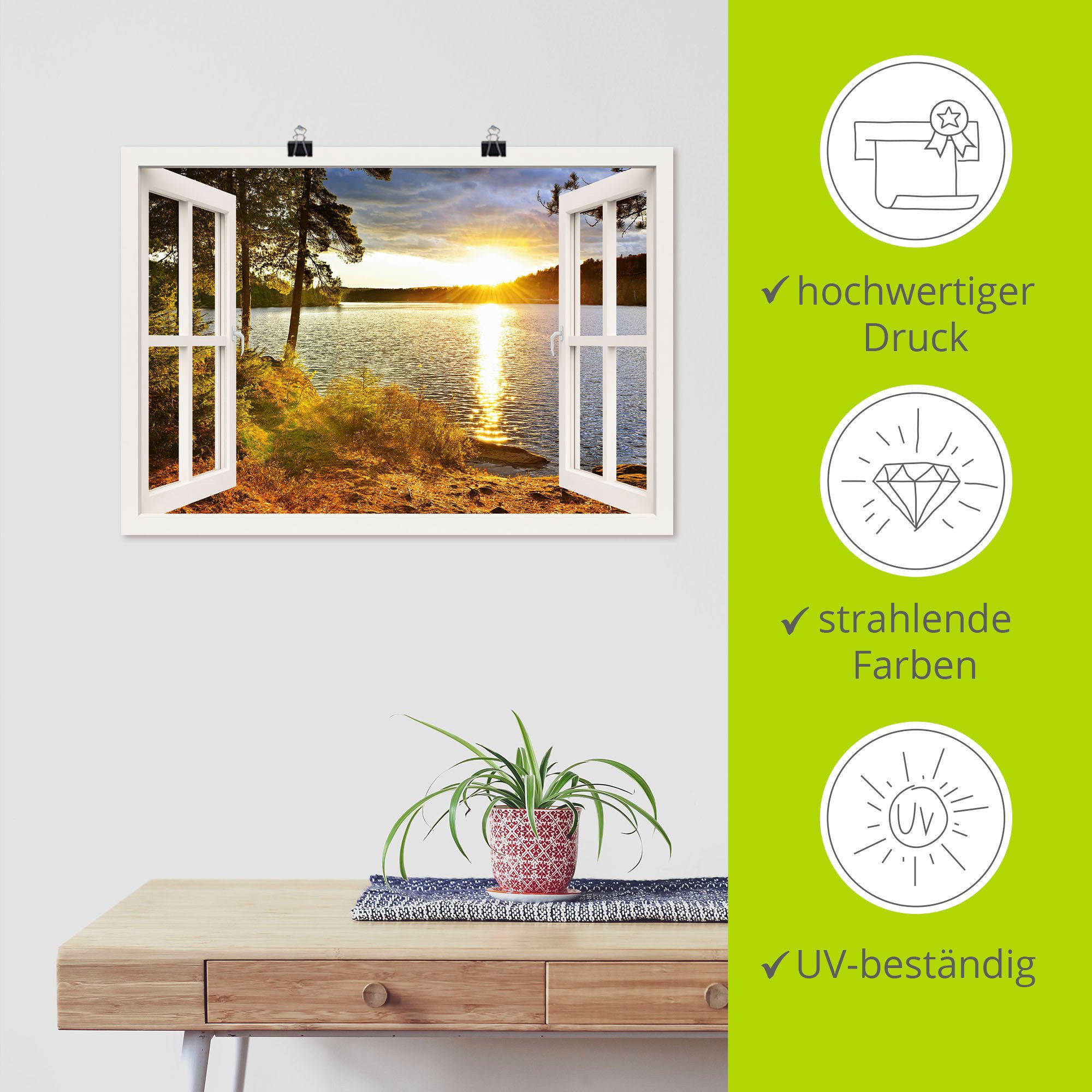 Artland Artprint Zonsondergang in Algonquin park als artprint op linnen, poster, muursticker in verschillende maten