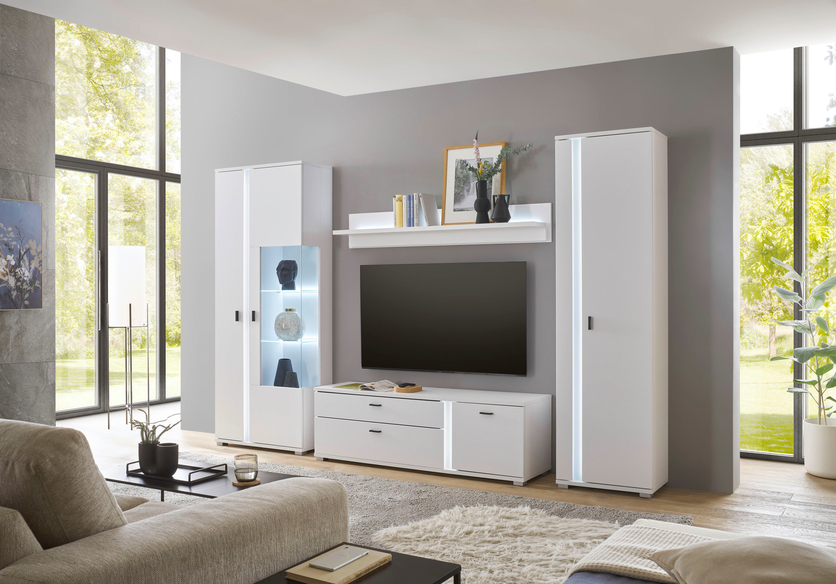 INOSIGN Tv-meubel Long Island in moderne trendkleur, inclusief verticale verlichting, breedte 150 cm (1 stuk)