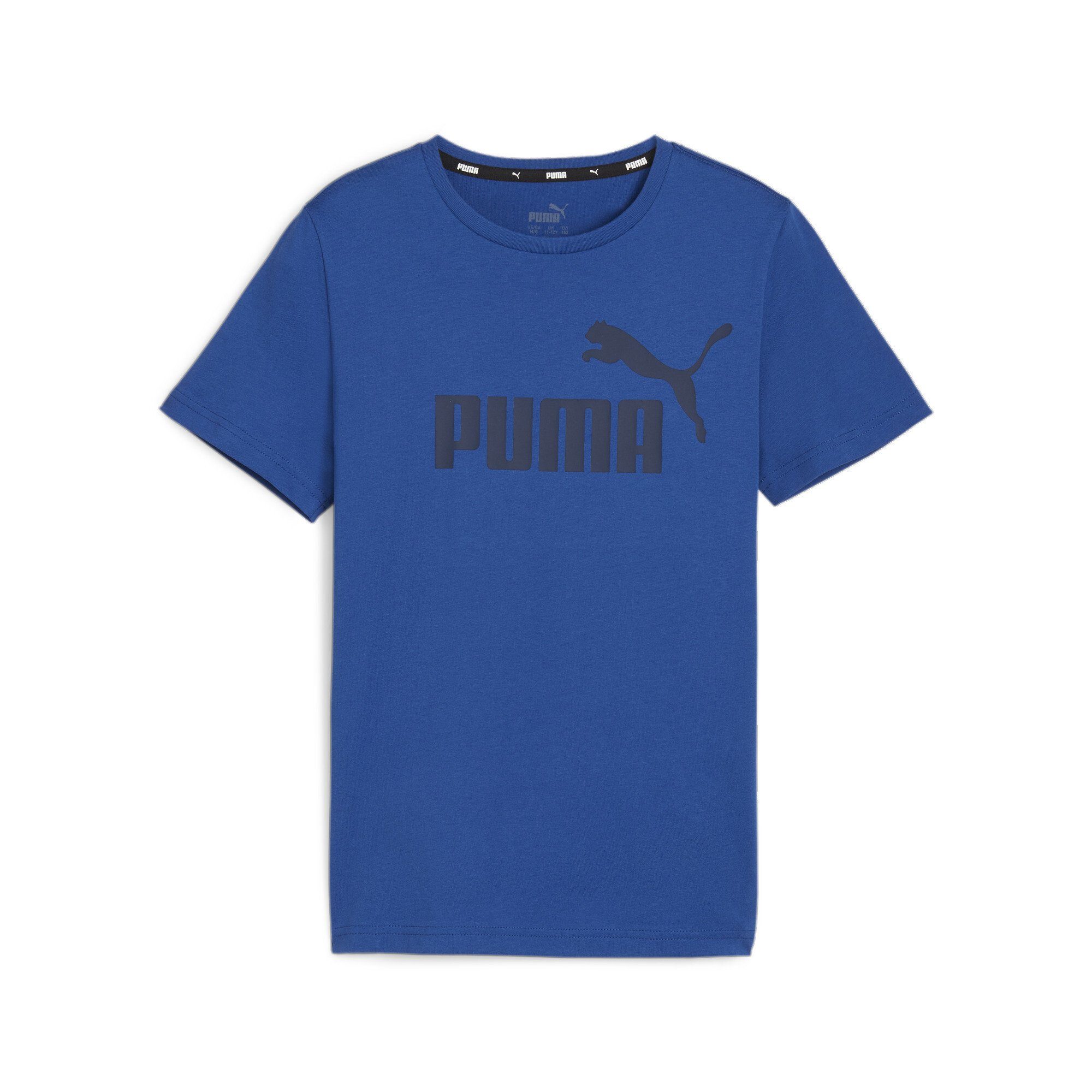 Puma T-shirt kobaltblauw zwart Jongens Katoen Ronde hals Logo 128