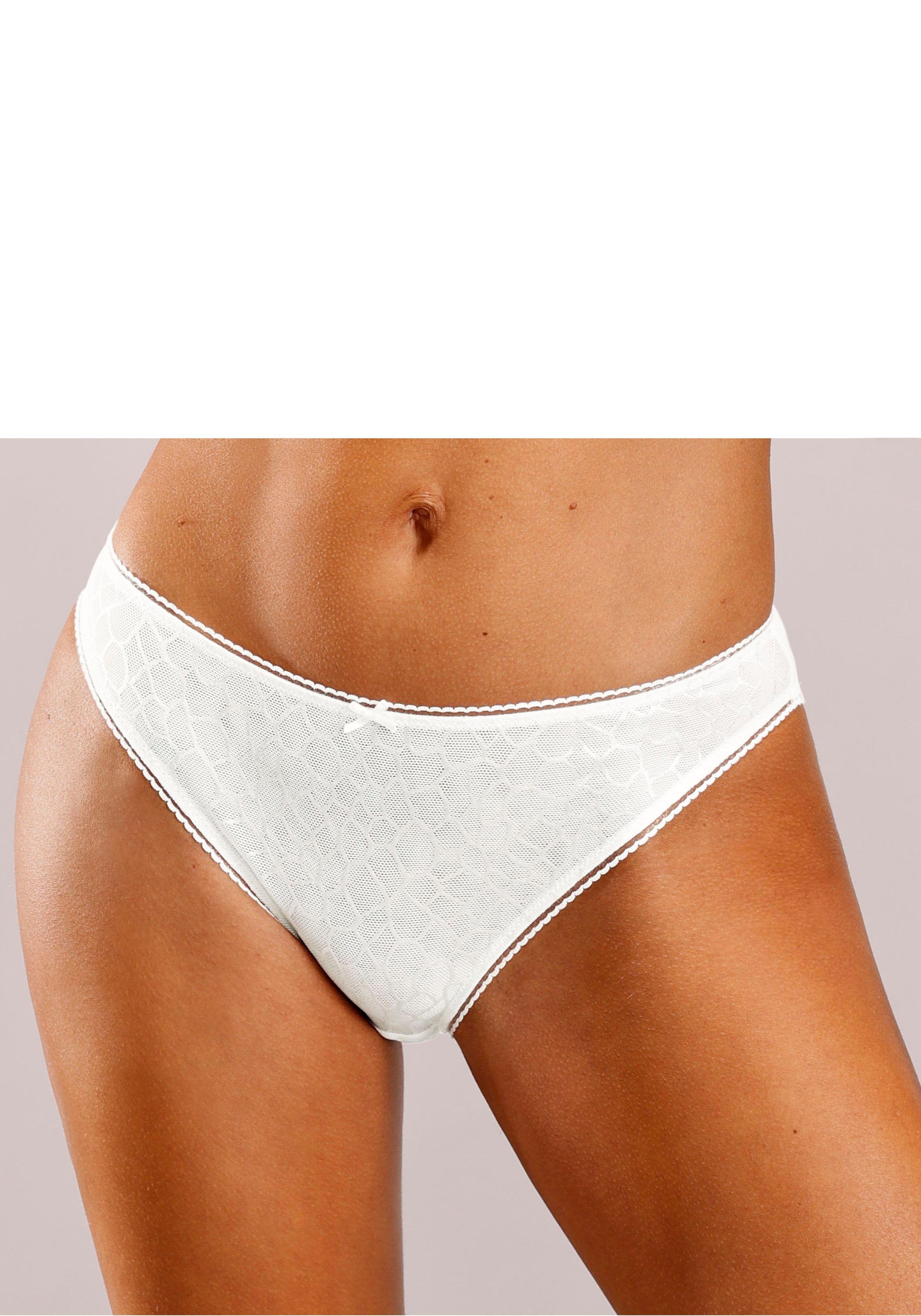 Lascana Slip Chiara met grafisch netmotief dames slips maat 48/50 beige