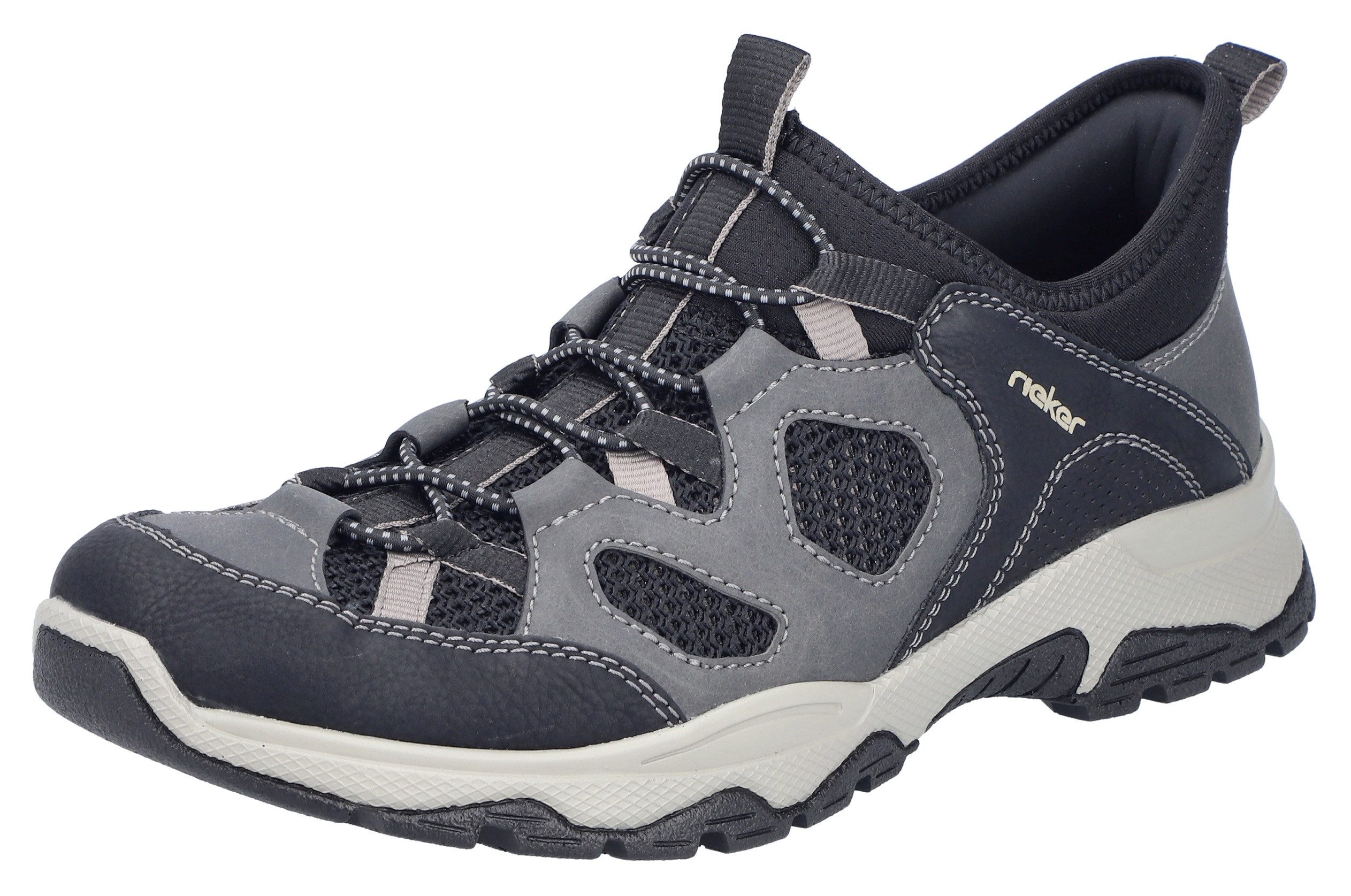 Rieker Slip-on sneakers , trekking schoen, outdoorschoen, instapschoen met elastiek heren lage sneakers maat 43 zwart