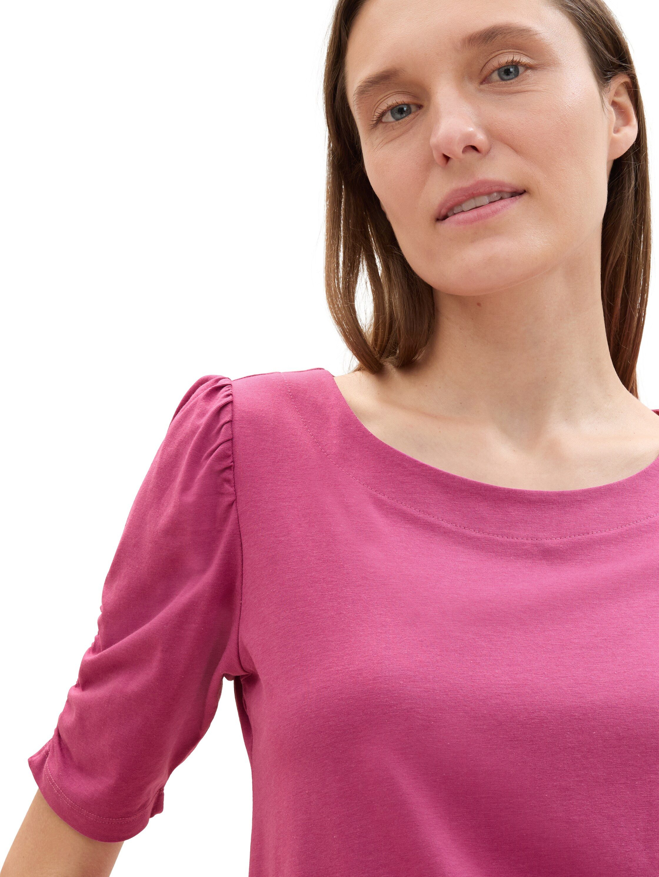 Tom Tailor T-shirt met rimpeling aan de mouwen