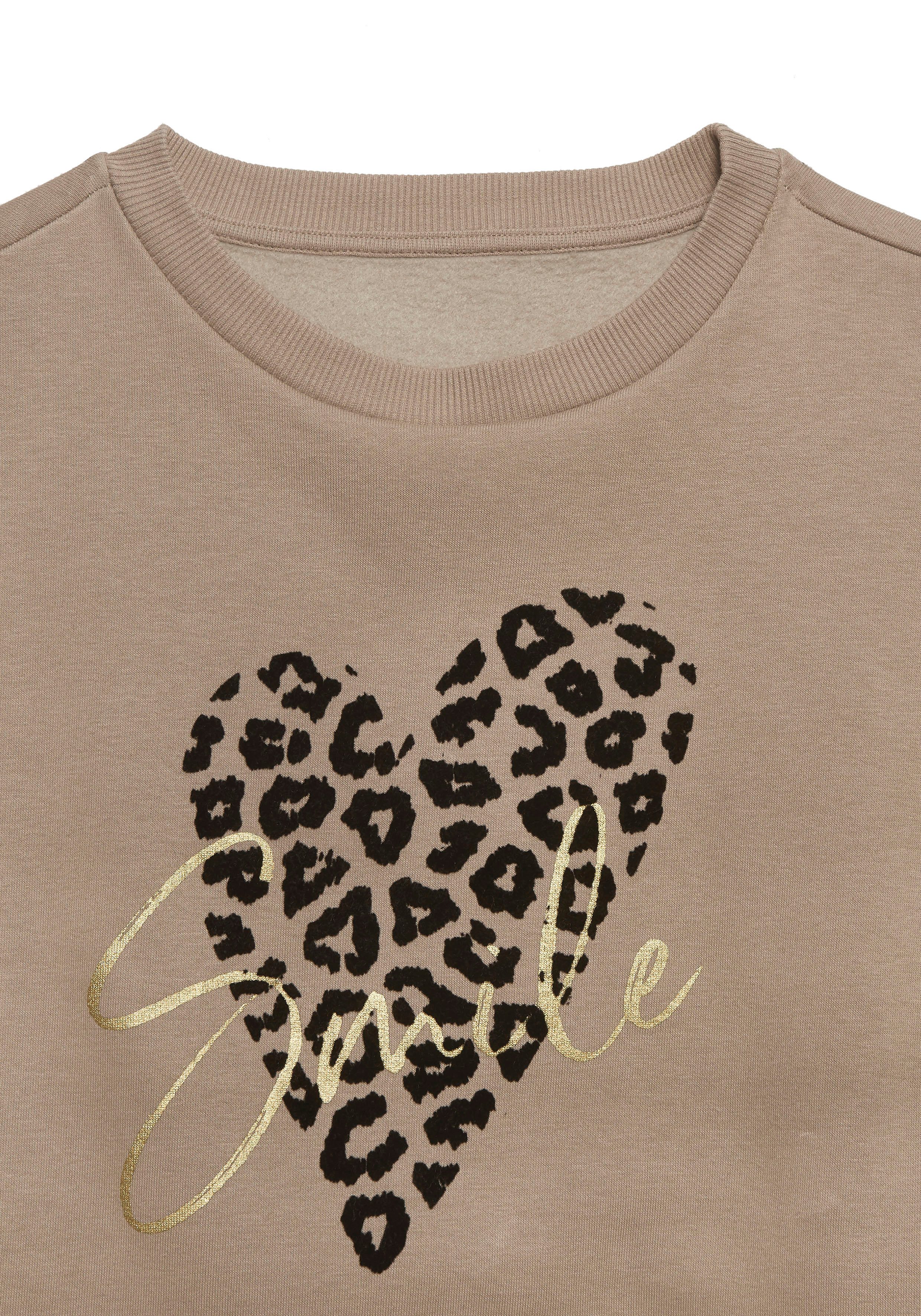 Lascana Sweatshirt Lounge shirt met hart-leo-print loungewear