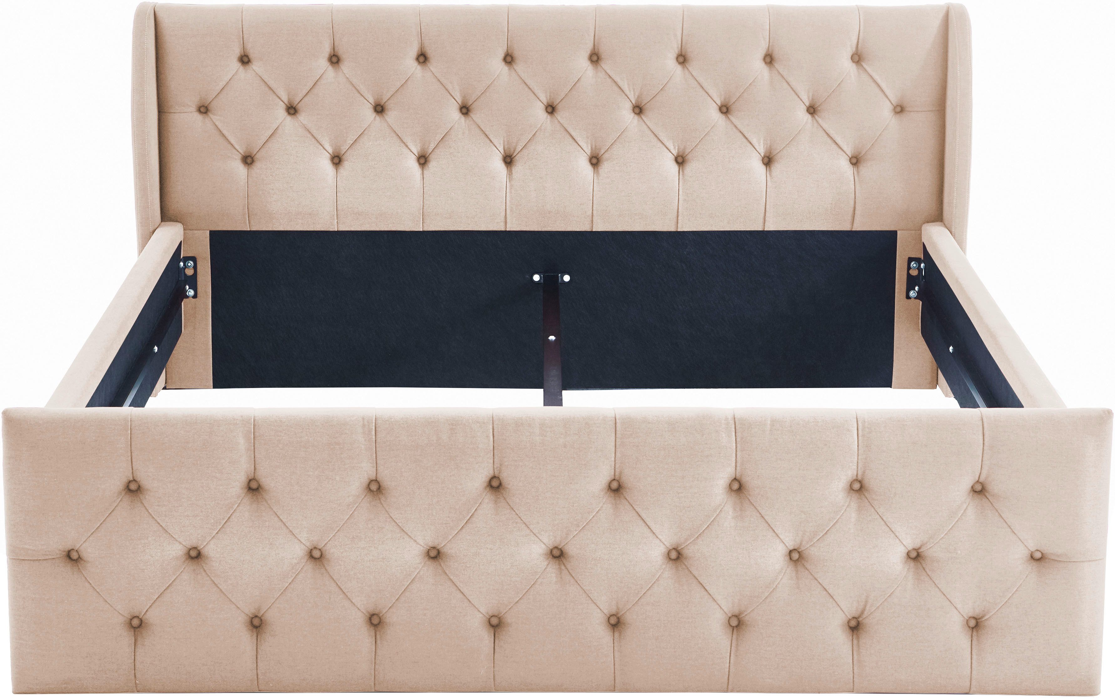 ATLANTIC home collection Gestoffeerd bed TAMINA met Chesterfield-look hoofd- en voetdeel