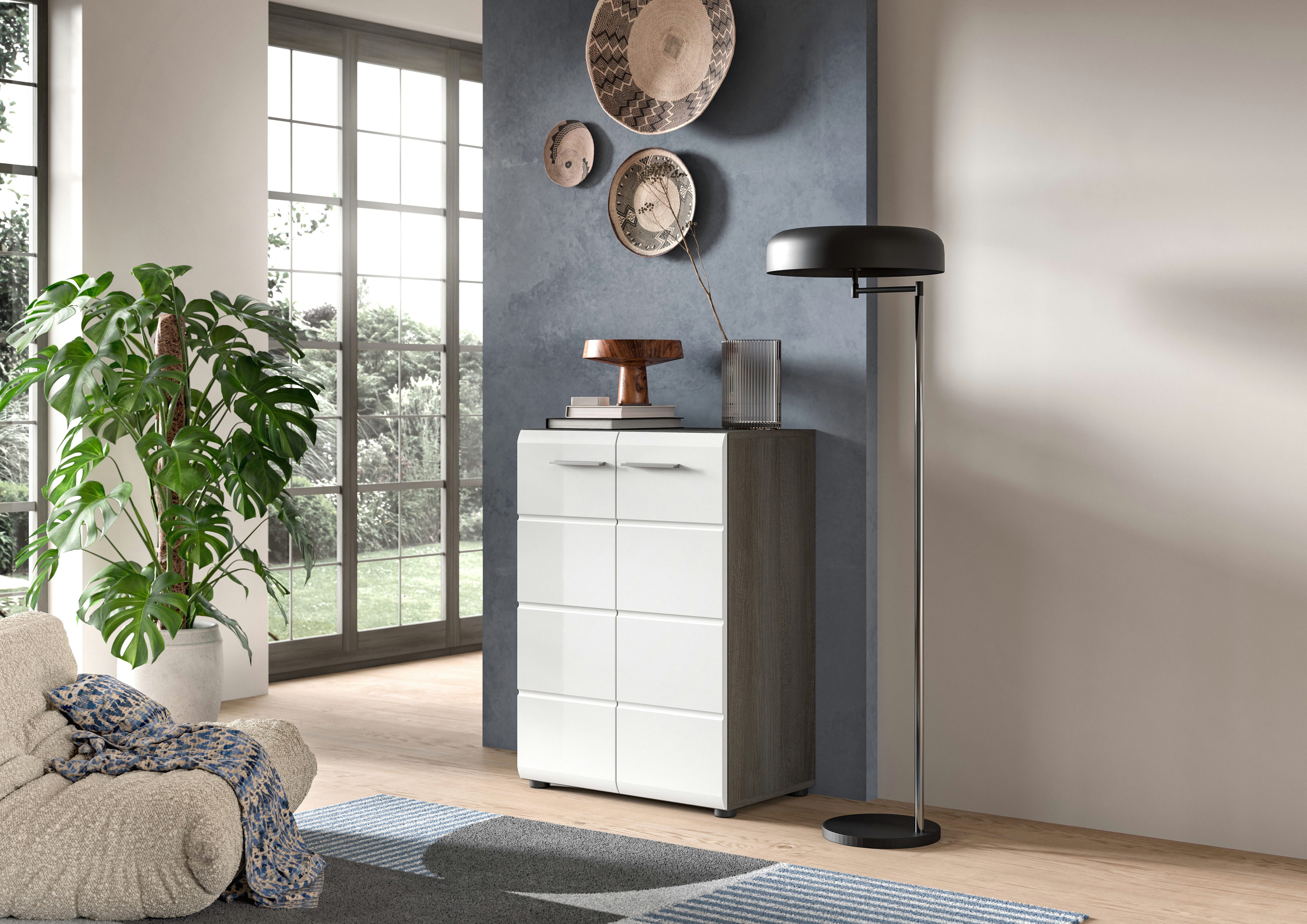 INOSIGN Kast Rumba, Breedte 60cm, in Rookzilverkleur nabootsing/Wit Hoogglans dressoirs grijs