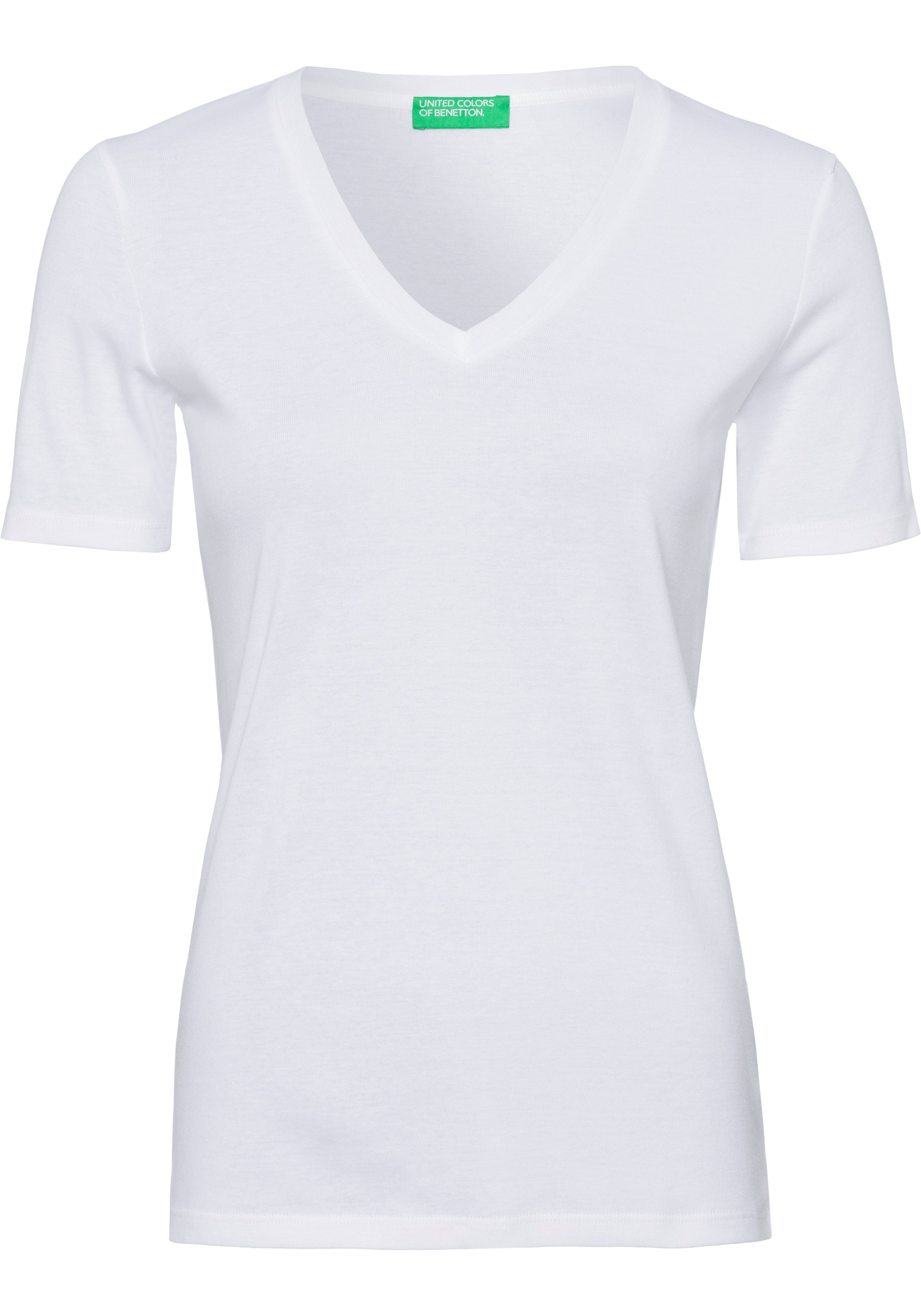 United Colors of Benetton T-shirt met modieuze v-hals
