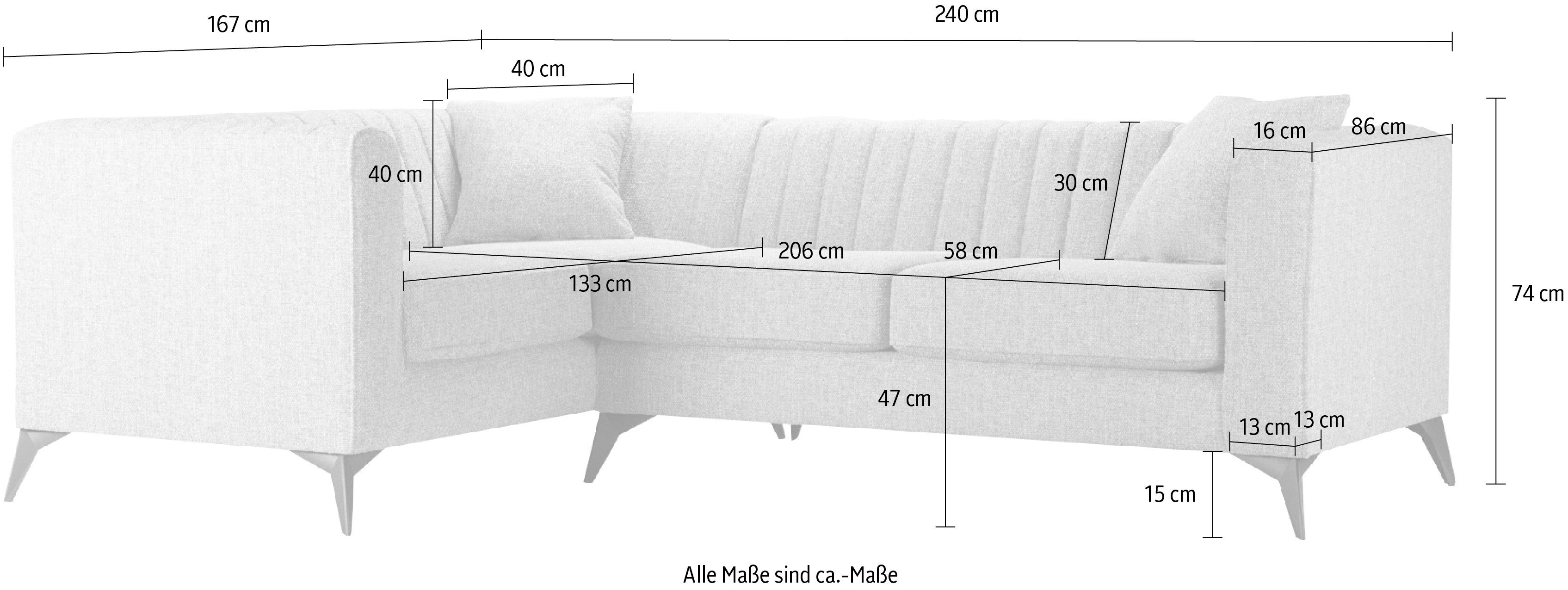 Places of Style Hoekbank MATTHEW L-vorm ideaal voor kleine ruimtes, afmetingen B/D/H: 240/167/74 cm