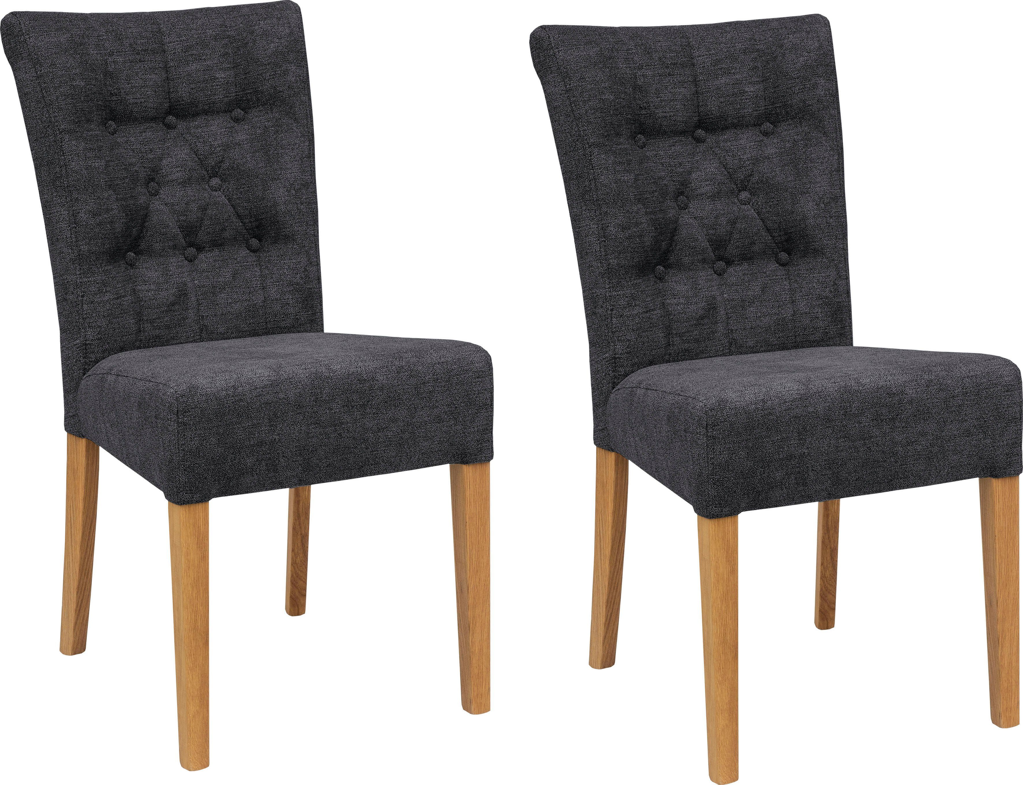 Home affaire Stoel Queen Eetkamerstoel met capitonnage, set van 2, 4 of 6 4 poot stoelen grijs