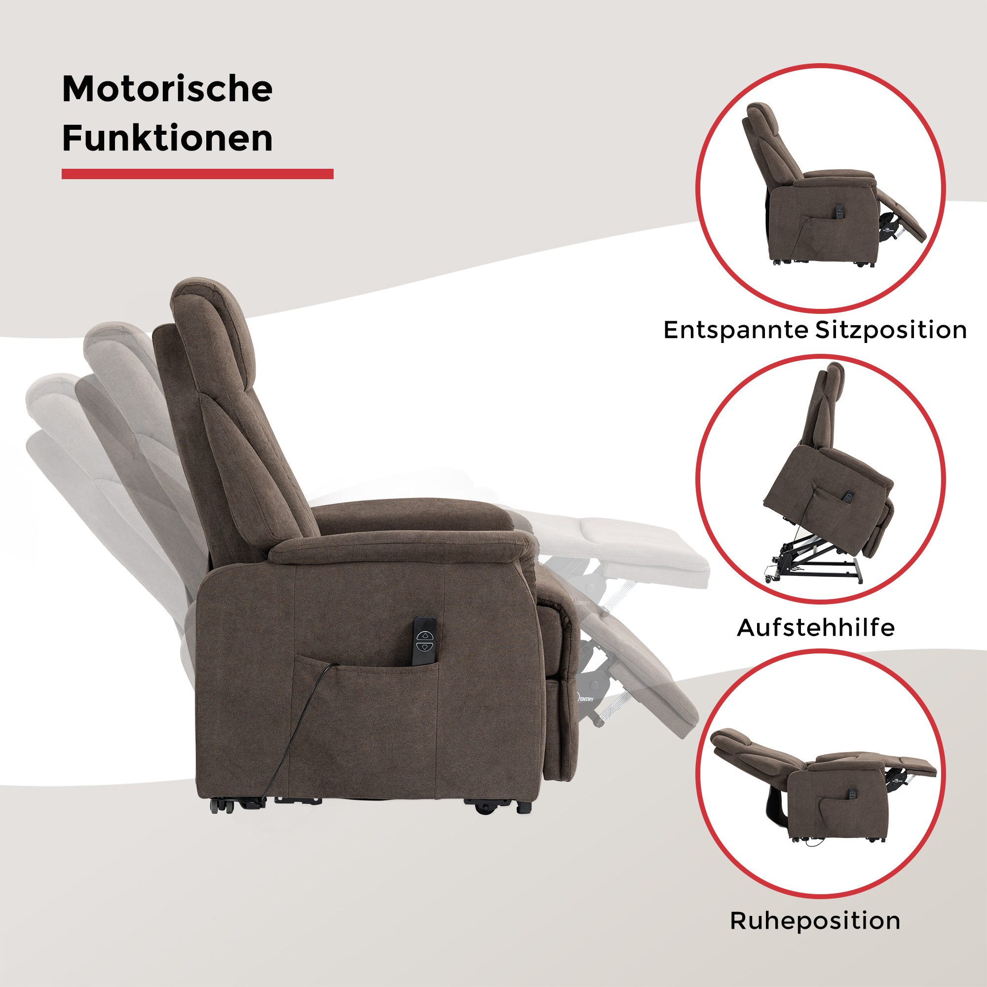 Duo Collection Relaxfauteuil Toronto XXL met elektrische opsteun en relaxfunctie tot 150 kg belastbaar, pocketvering, staalgolfondersteuning (set)