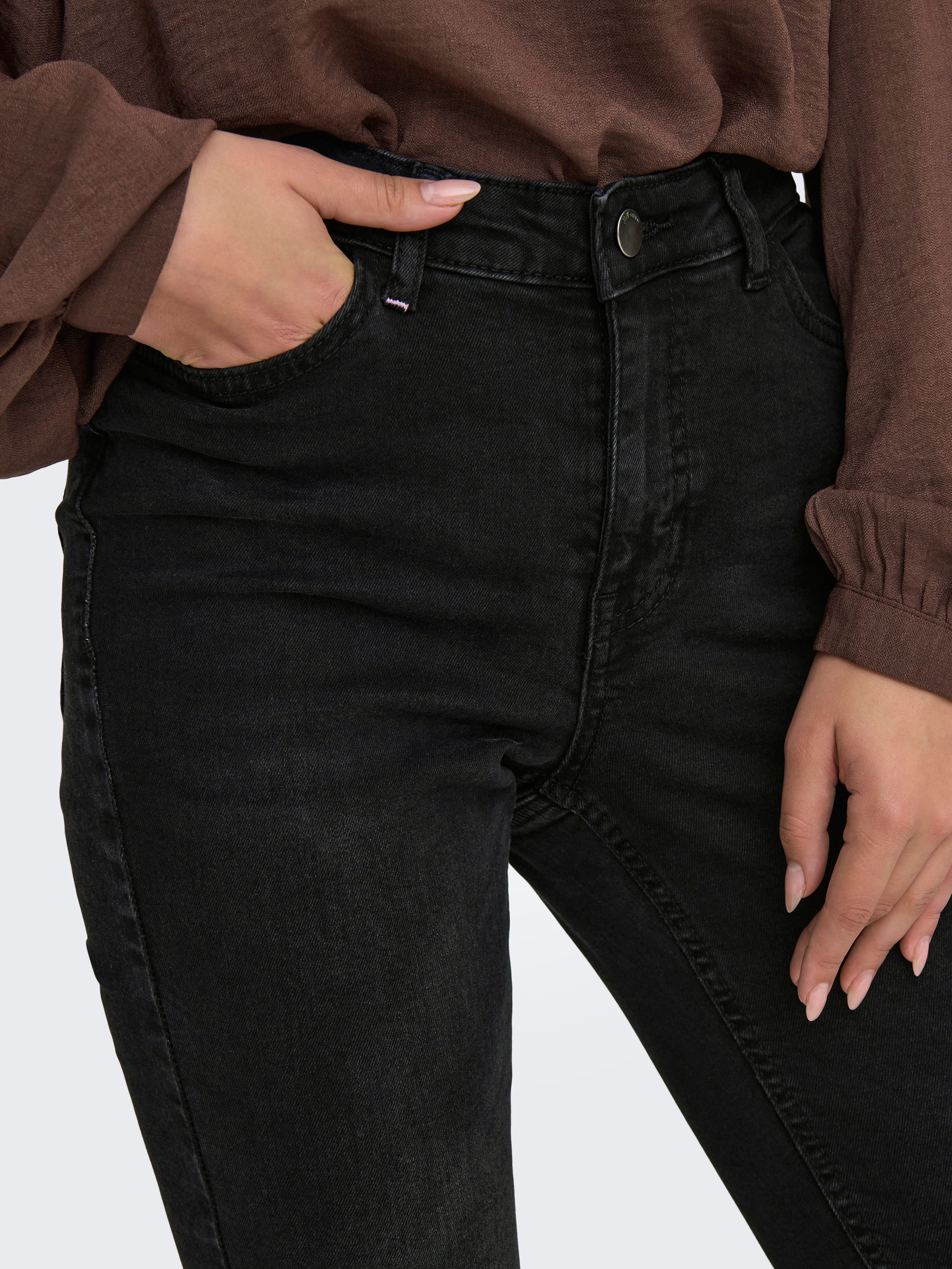 JDY Skinny fit jeans JDYFINA MW SKINNY ANKLE JNS BLK DNM NOOS