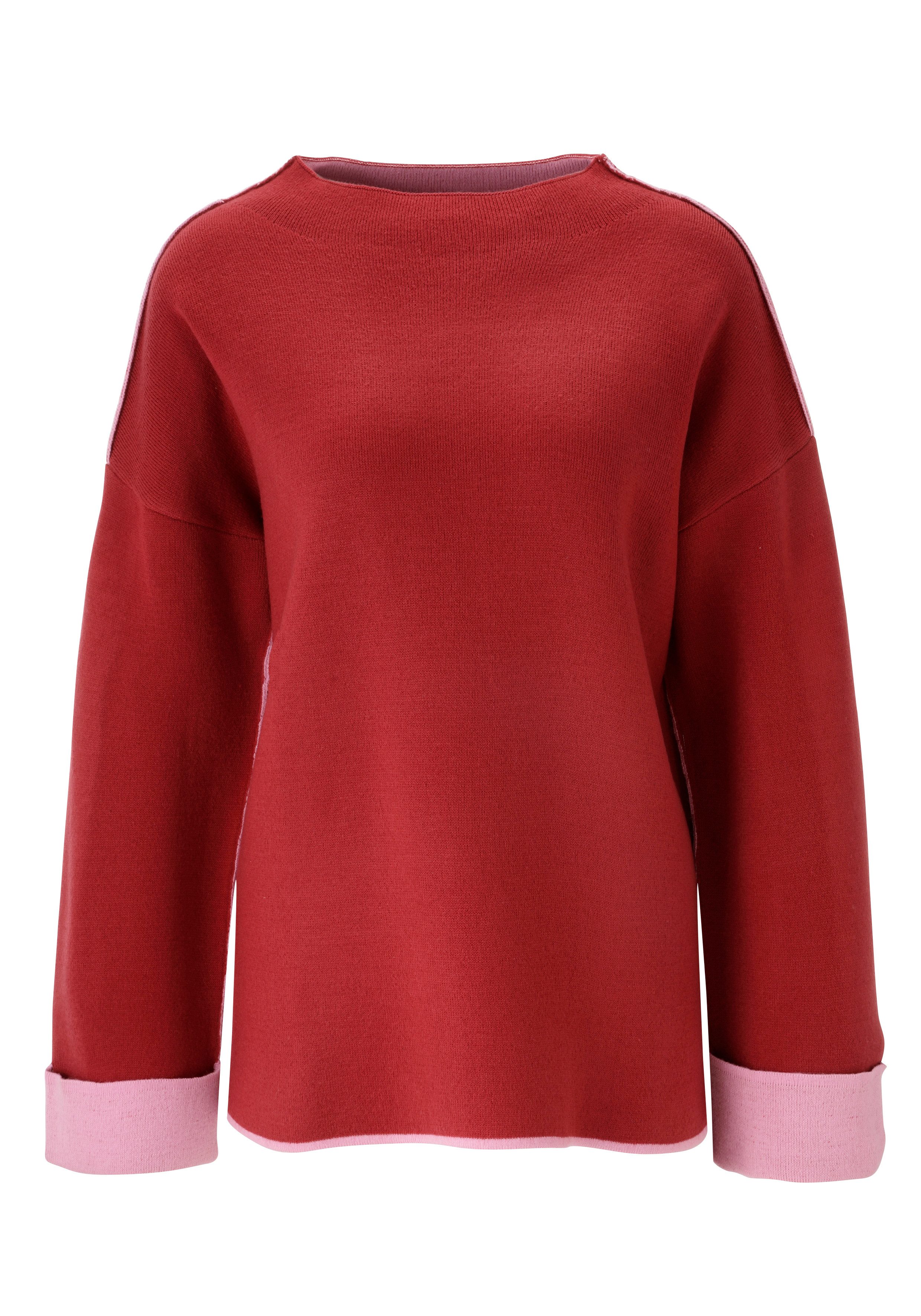 Aniston SELECTED Gebreide trui met roze sierkanten