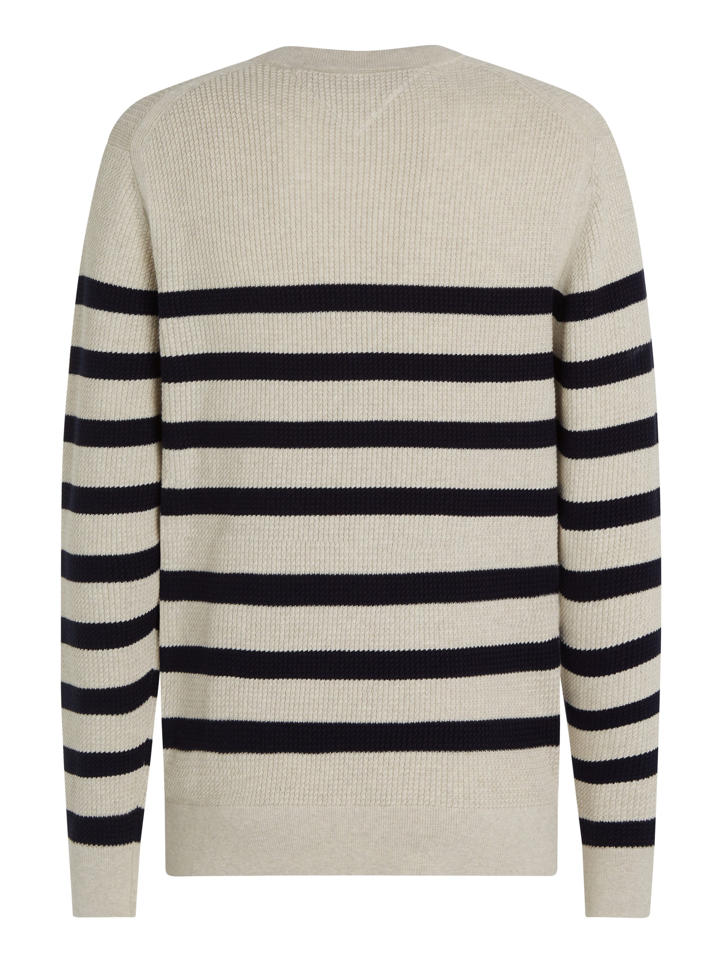 Tommy Hilfiger Gebreide trui STRUCTURE CREW NK met contrastkleurige strepen