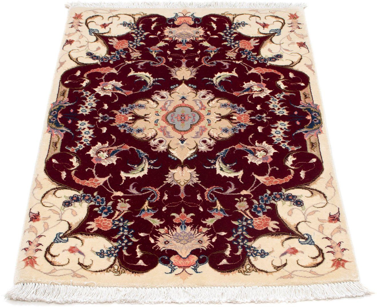 morgenland Wollen kleed Täbriz - 50 Raj bloemmotief beige 90x 60 cm Handgeknoopt