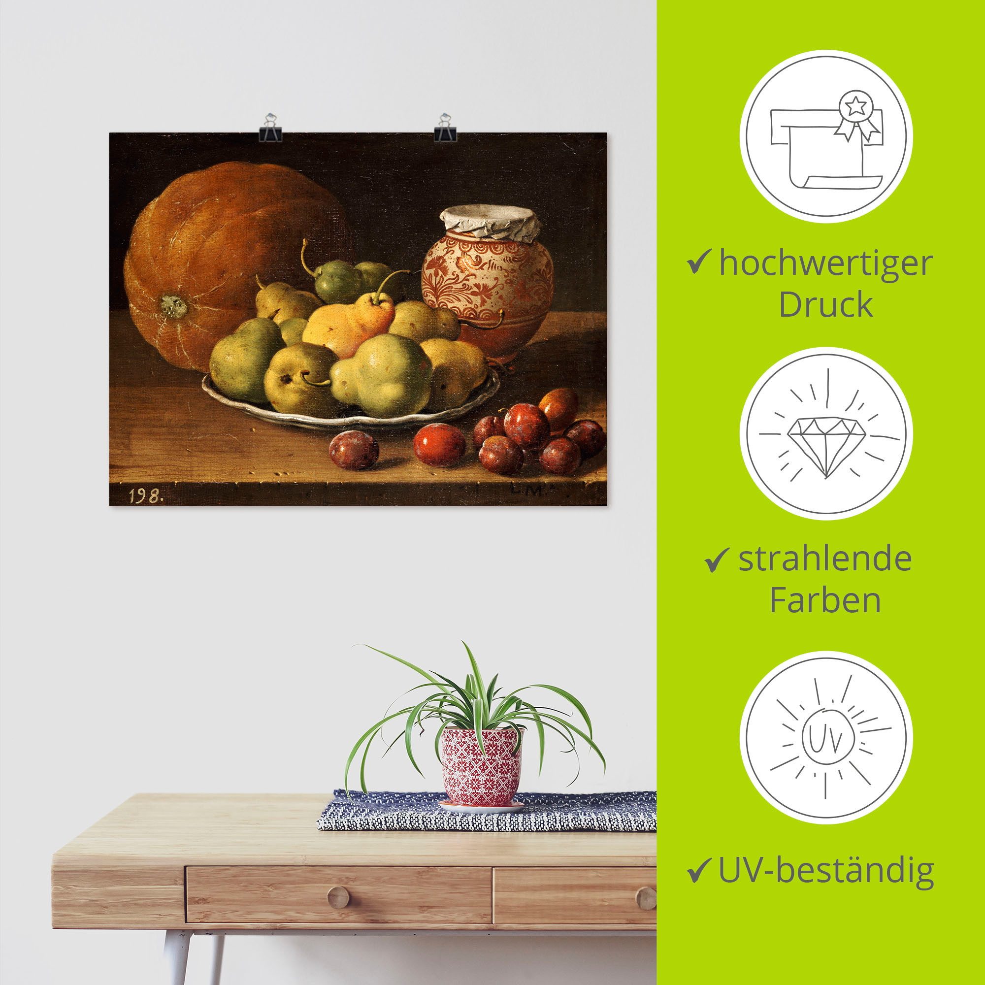 Artland Artprint Stilleven met peren en pruimen. als artprint op linnen, muursticker of poster in verschillende maten