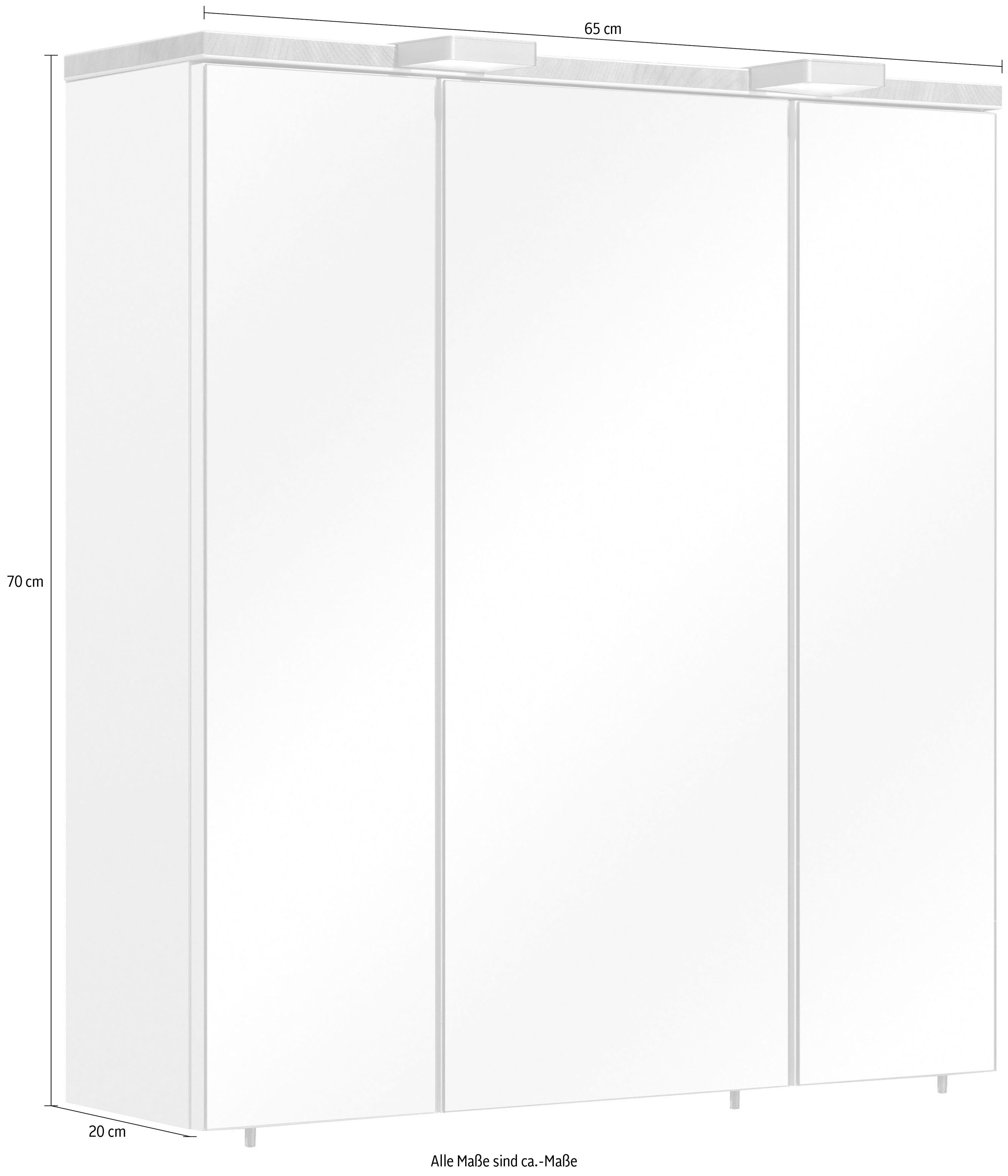 Saphir Spiegelkast Quickset 931 Badkamermeubel, 3 spiegeldeuren, 6 legplanken, 65 cm breed