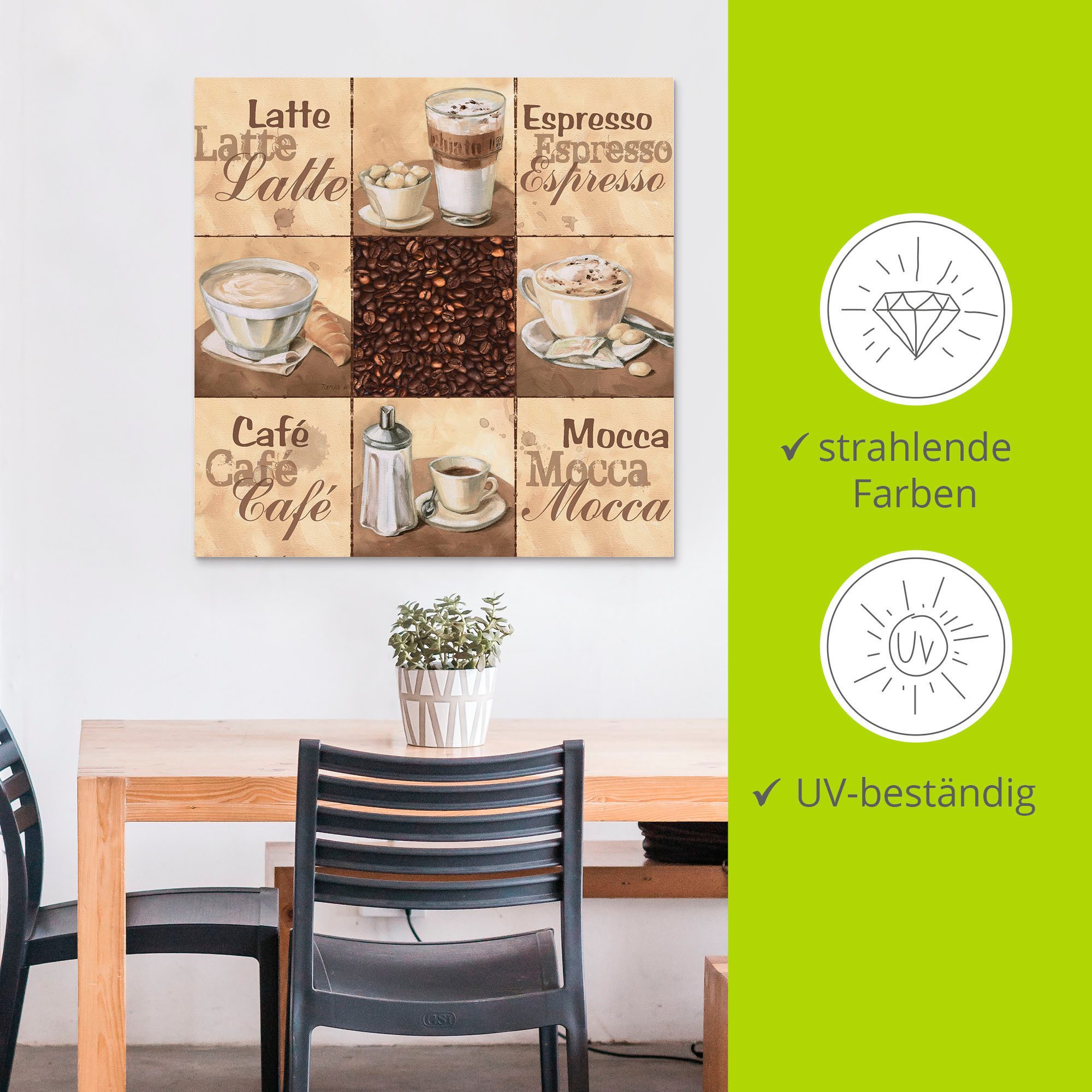 Artland Artprint Koffie collage II als artprint van aluminium, artprint op linnen, muursticker, verschillende maten