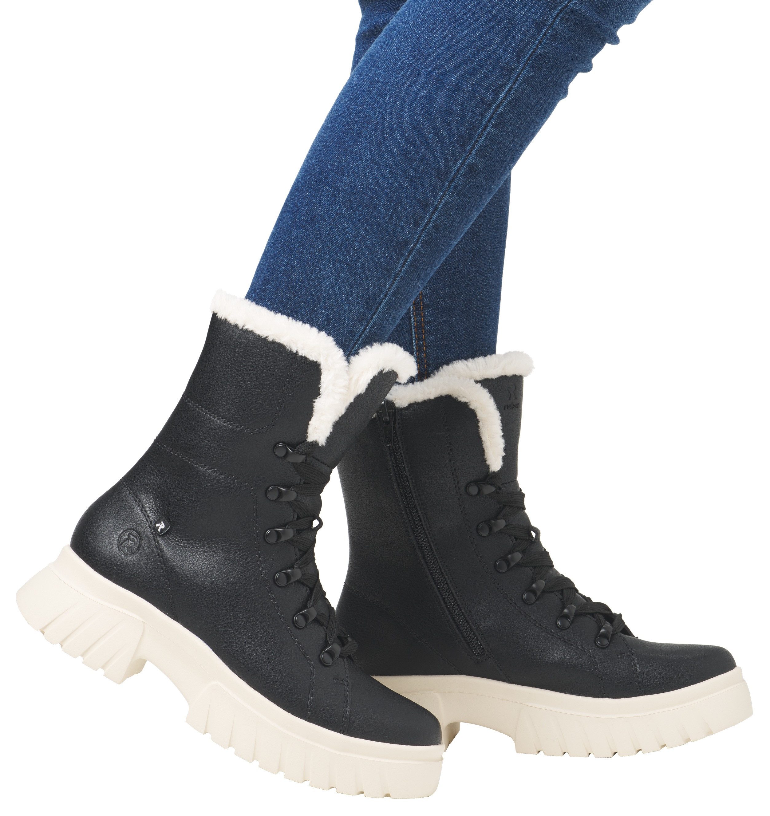 Rieker EVOLUTION Winterlaarzen , veterschoenen, plateaustiefelette, profielzool, binnenrits