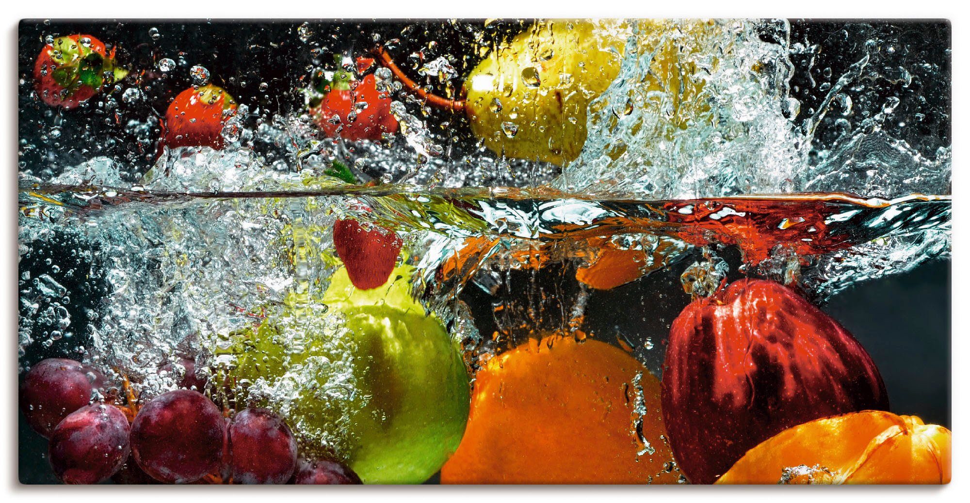 Artland Artprint Fruit in opspattend water als artprint op linnen, muursticker in verschillende maten