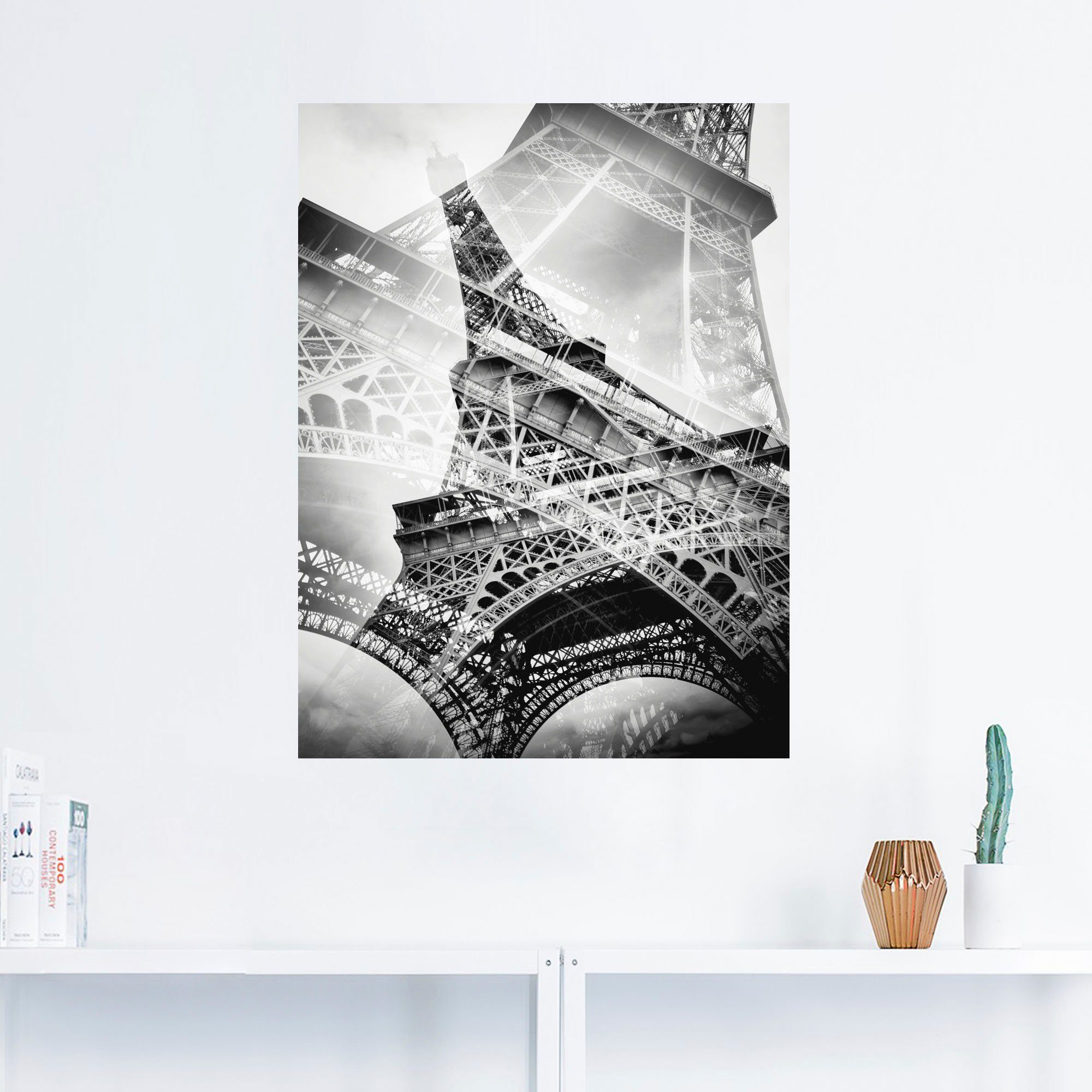Artland Artprint De dubbele Eiffeltoren als artprint van aluminium, artprint voor buiten, poster, muursticker in diverse maten formaten