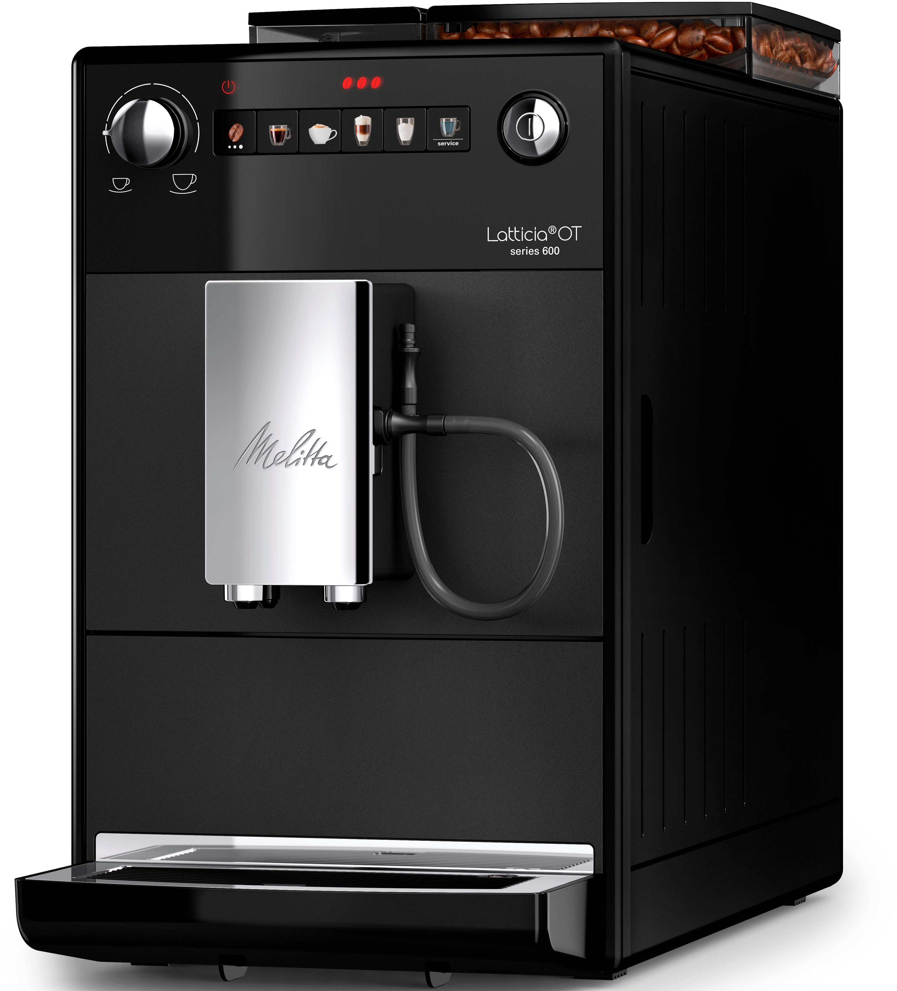 Melitta Volautomatisch koffiezetapparaat Latticia® One Touch F300-100, zwart, compact, maar xl-waterreservoir & xl-bonenreservoir