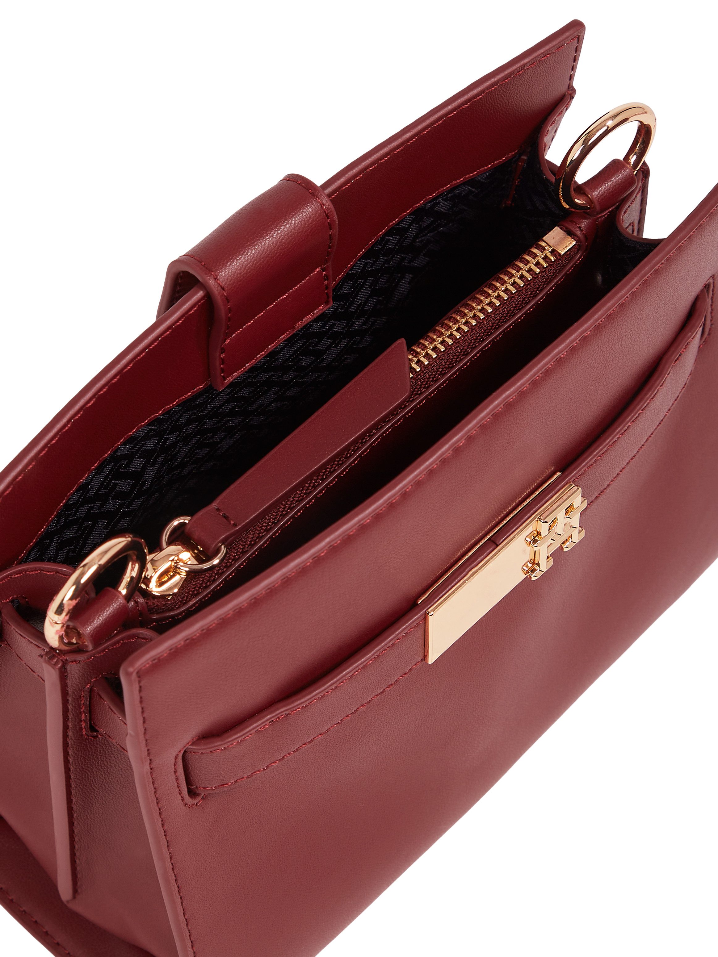 Tommy Hilfiger Schoudertas TH HERITAGE MINI SATCHEL dames avondtas, handtas, schoudertas met versieringen