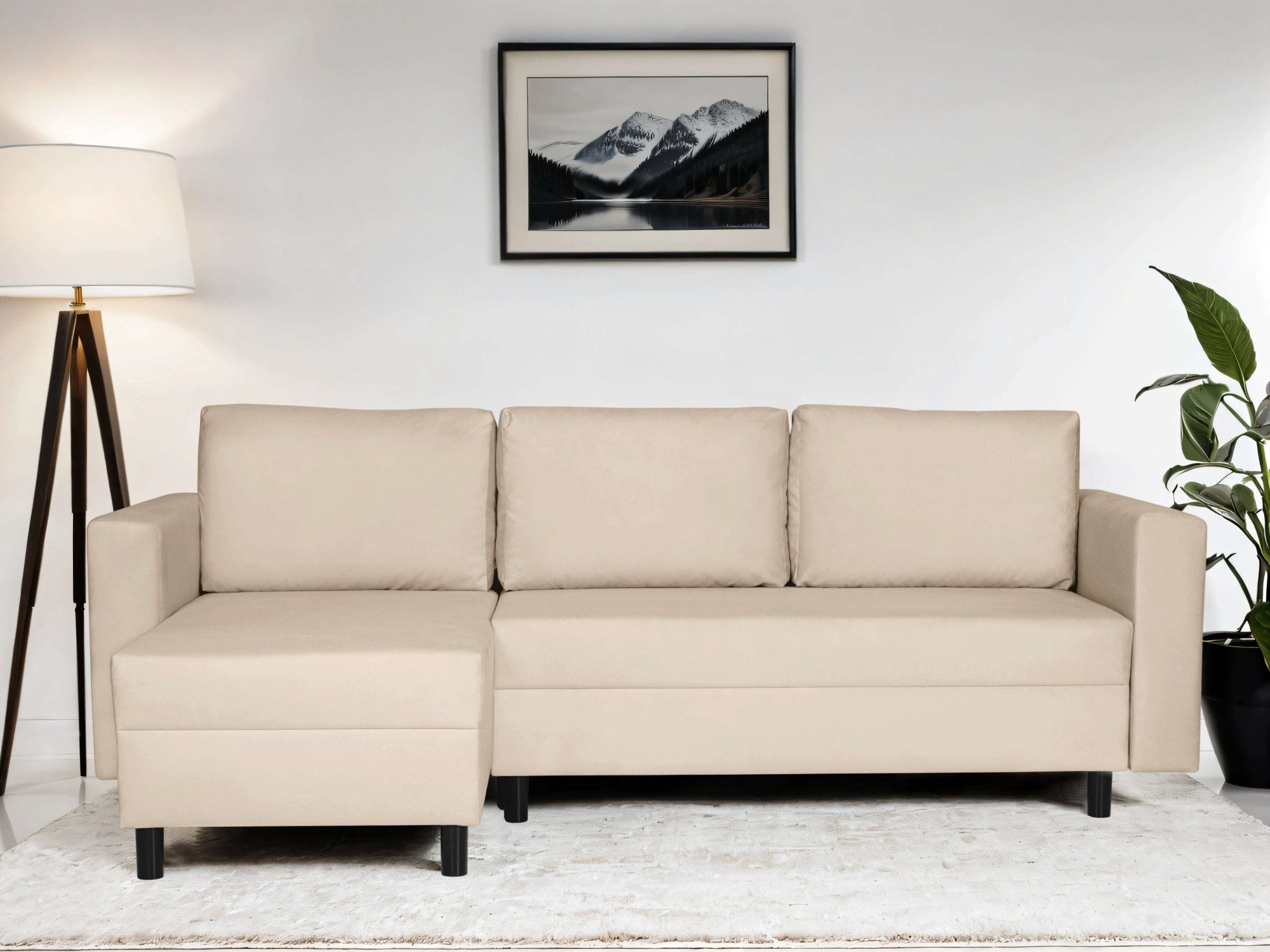 INOSIGN Hoekbank GLENOE slaapbank met bedlade, ottomane aan beide zijden te monteren L-vorm, afmetingen B/D/H: 230/135/84,5 cm, velvet & zachte