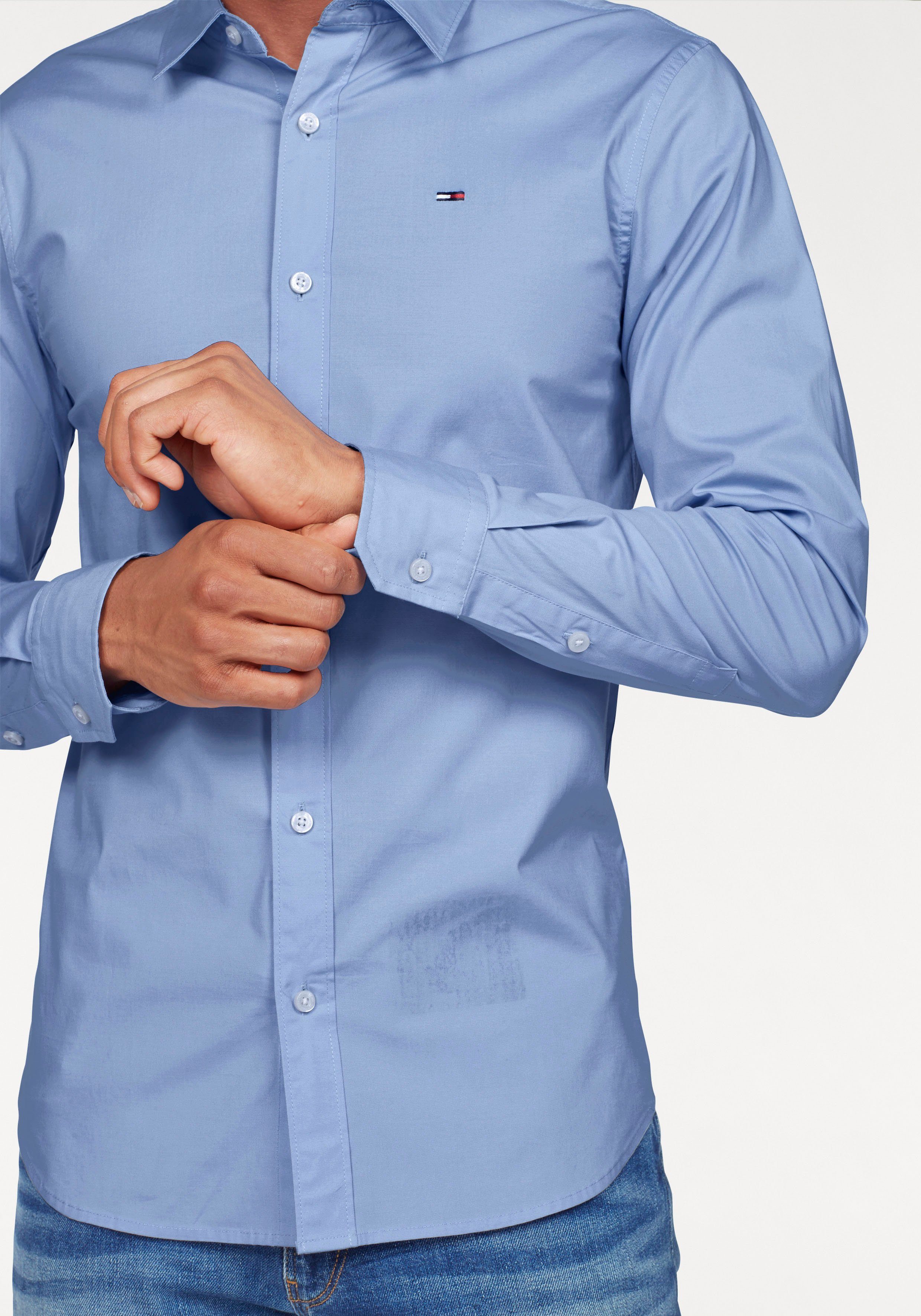 TOMMY JEANS Overhemd met lange mouwen Sabim Stretch Hemd Shirt Stretch shirt, premium, slim fit, met elastaan