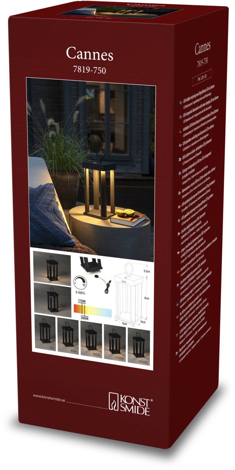 KONSTSMIDE Led-lantaarn Cannes Cannes LED USB-lantaarn 42cm, dimbaar 2700/3000K (2 stuks)