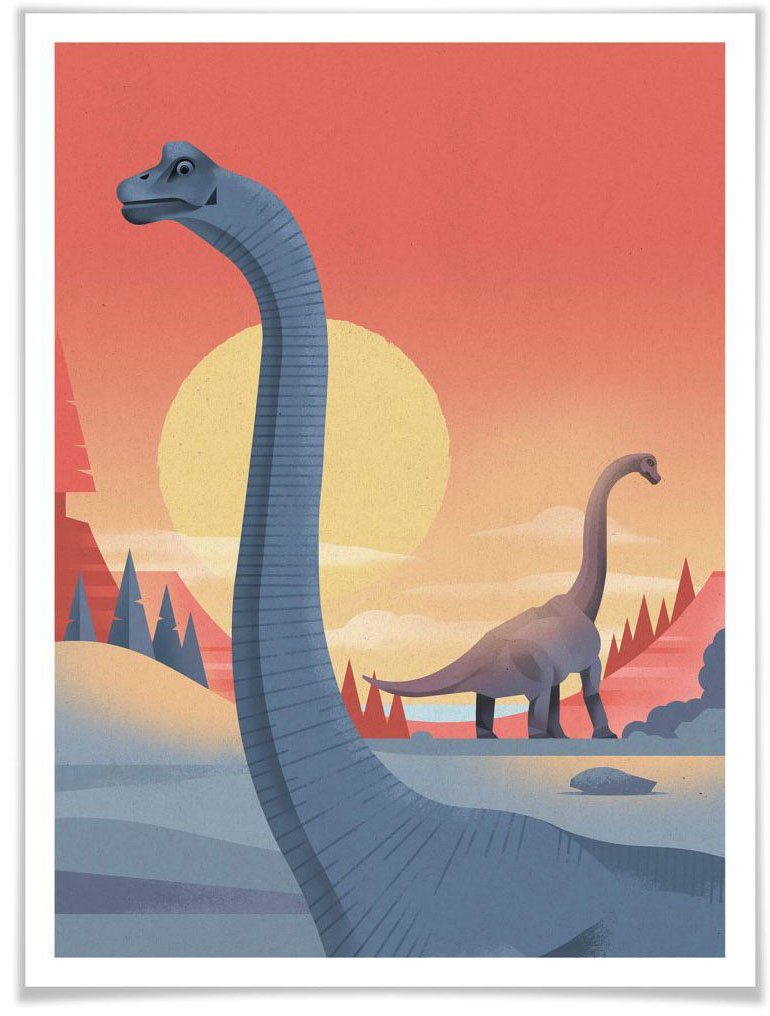Wall-Art Poster Brachiosaurus Poster, artprint, wandposter (1 stuk)