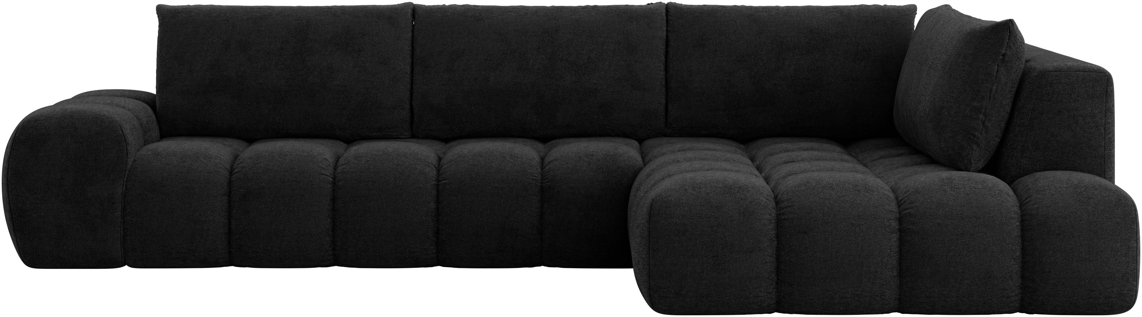INOSIGN Hoekbank AZITA designsofa, elegant en comfortabel L-vorm, bubbel-look losse rugkussens, droomachtige stiksels, afmetingen b/d/h: 352/210/72 cm