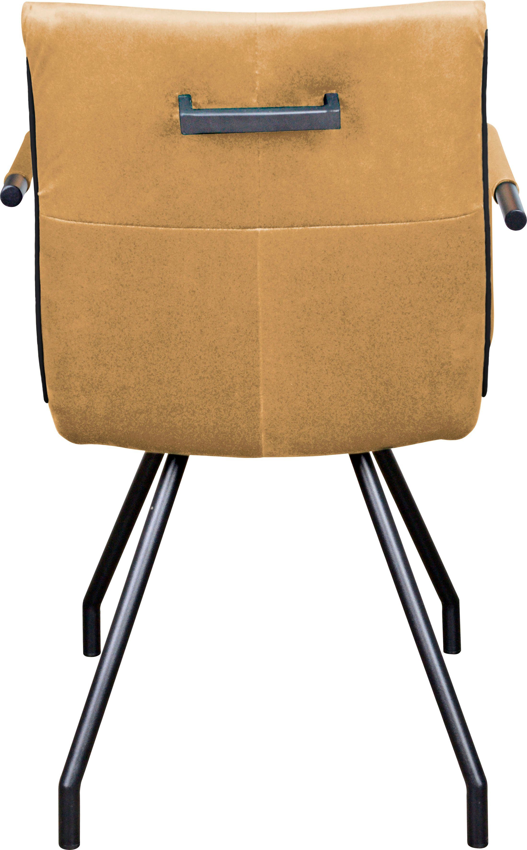 Kayoom Stoel Eaden 225 2-pack, fluweelachtige stofbekleding, paspel van kunstleer stijlvol, onderhoudsvriendelijk, eigentijdse kleurstelling, fluweelachtige stofbekleding (set, 2 stuks)