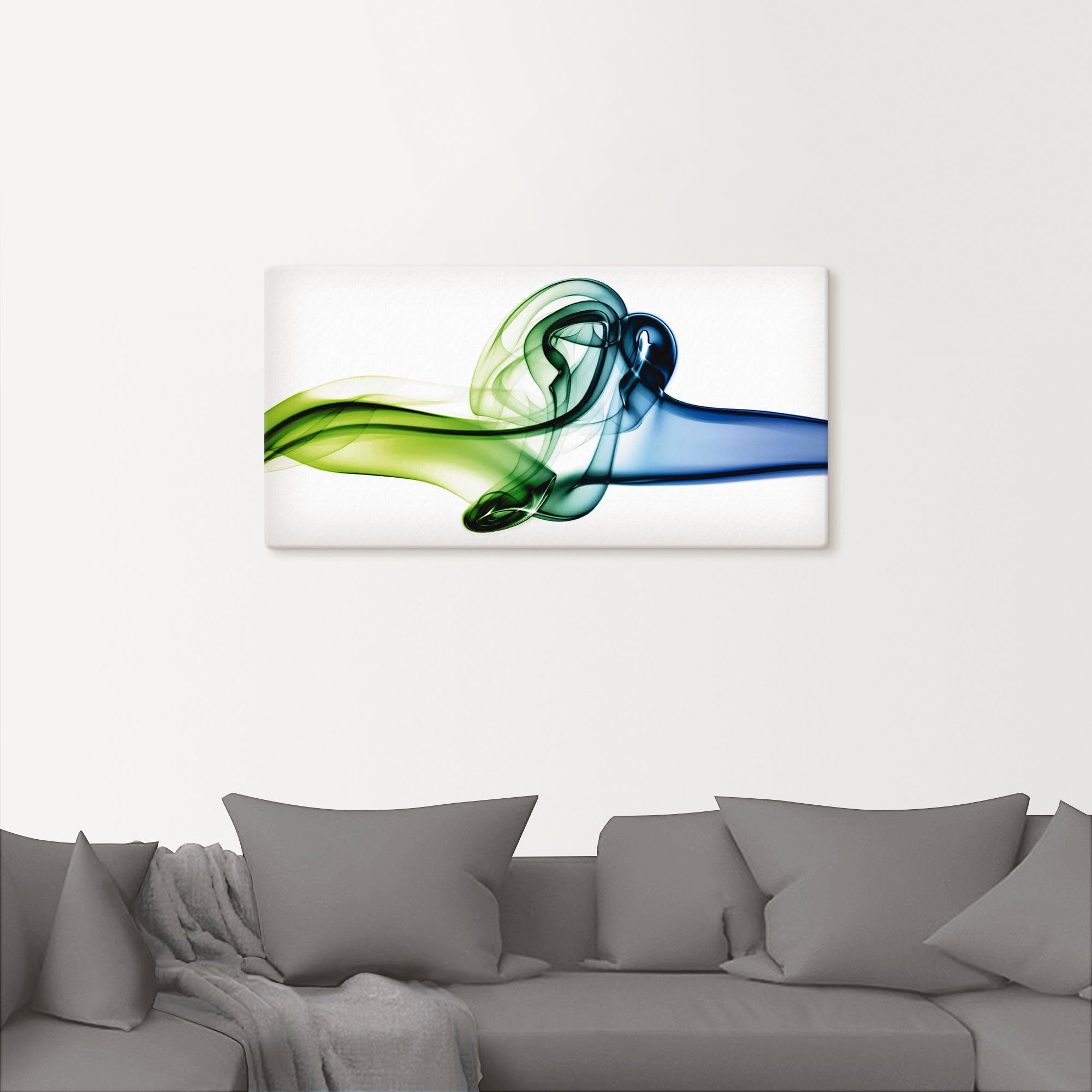 Artland Artprint Botsing van blauw en groen als artprint van aluminium, artprint op linnen, muursticker, verschillende maten